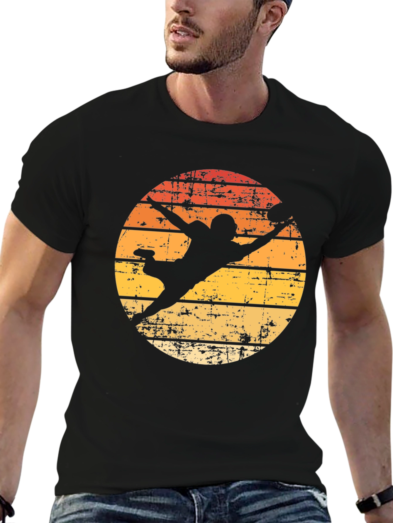Retro Football Silhouette Graphic T-Shirt