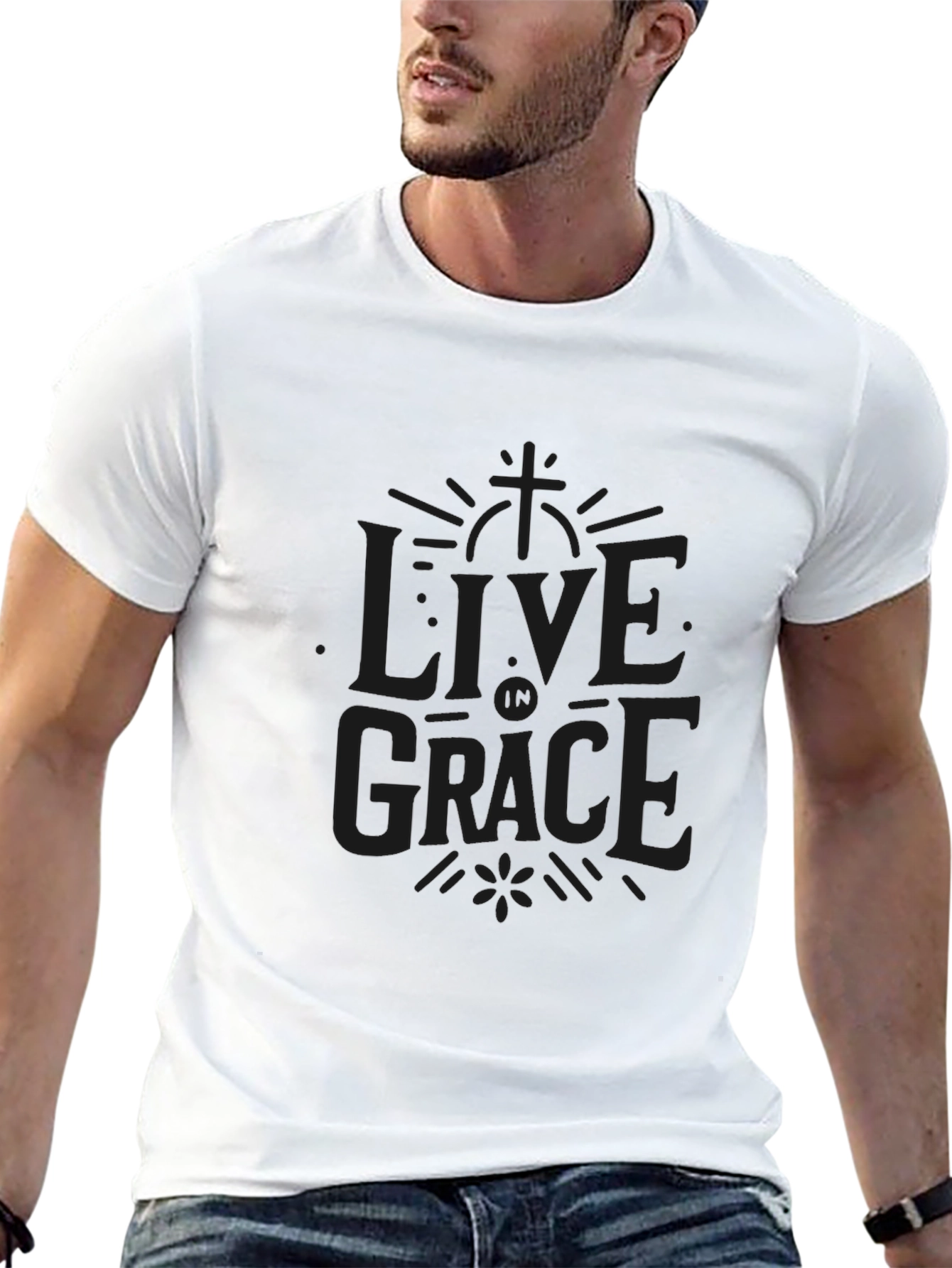 Live In Grace Black Crew Neck T-Shirt