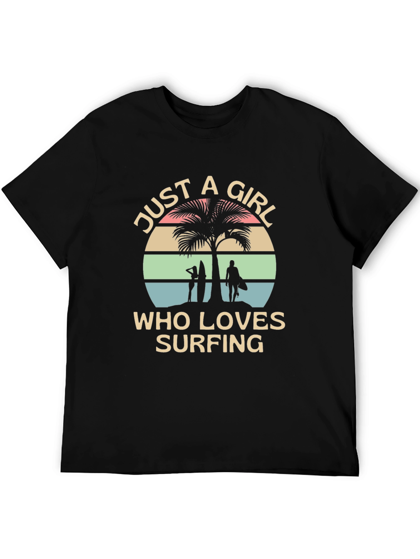 Surfing Girl Tee - Beach Lover Graphic T-Shirt