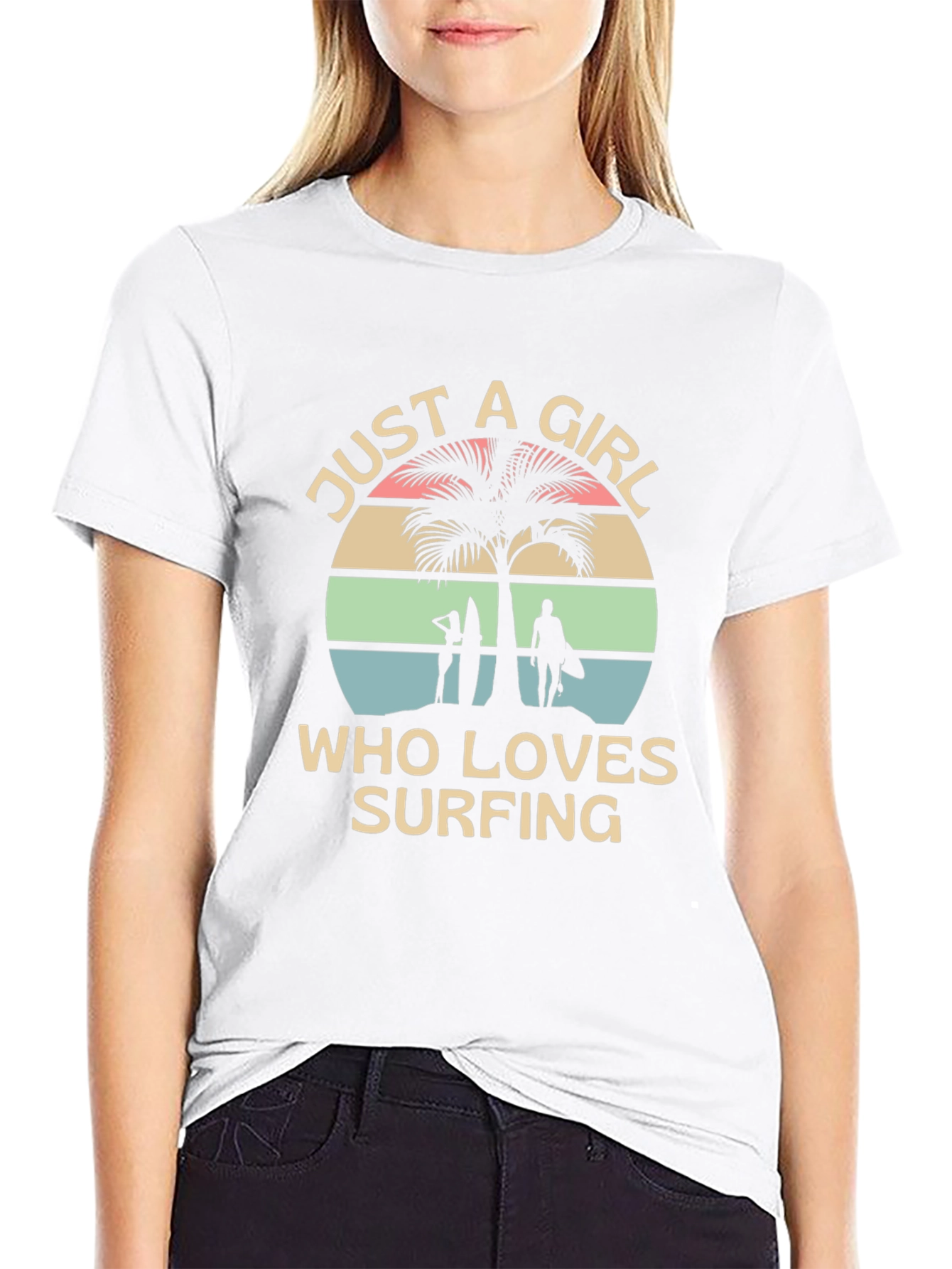 Surfing Girl Tee - Beach Lover Graphic T-Shirt
