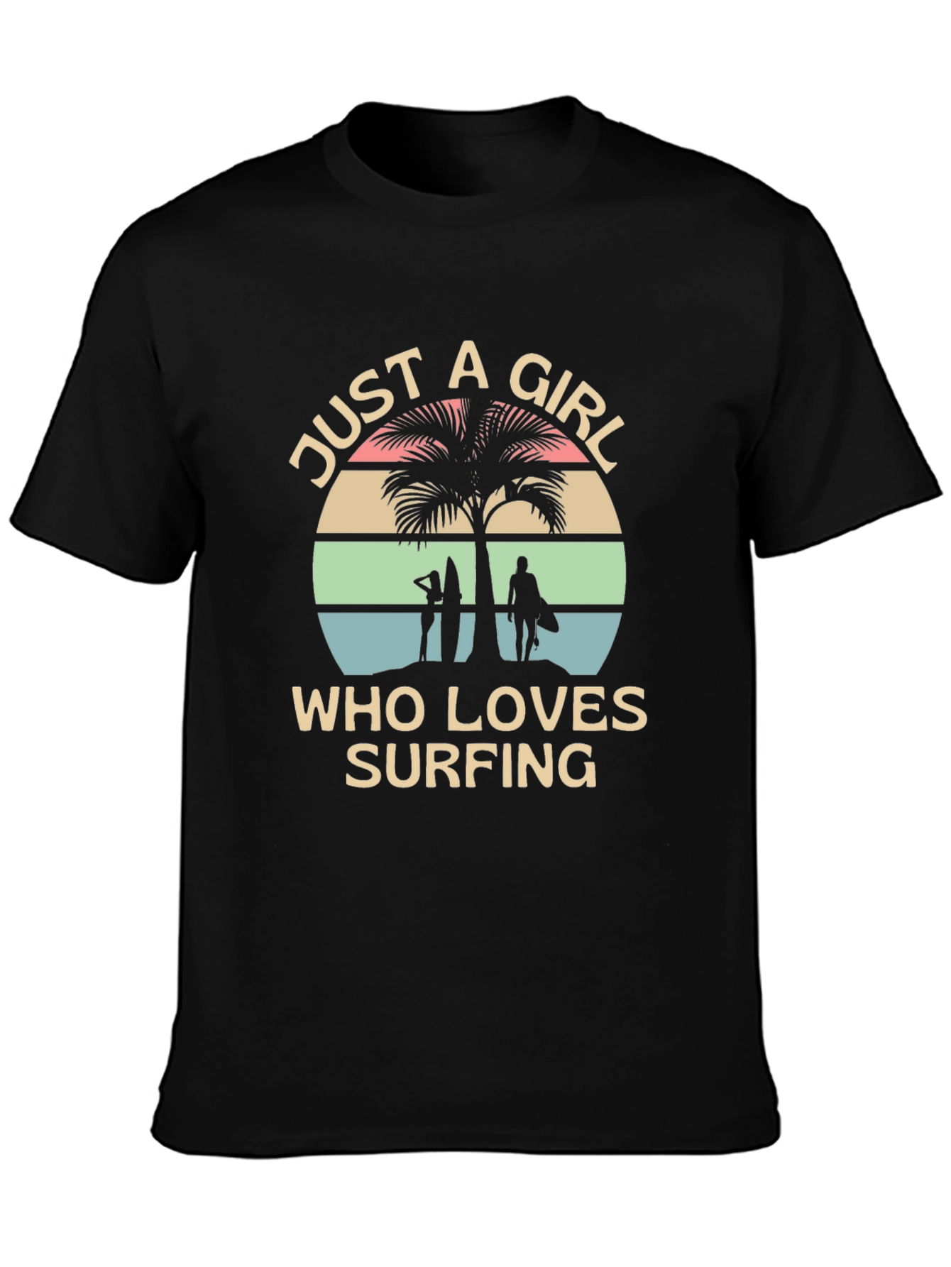 Surfing Girl Tee - Beach Lover Graphic T-Shirt