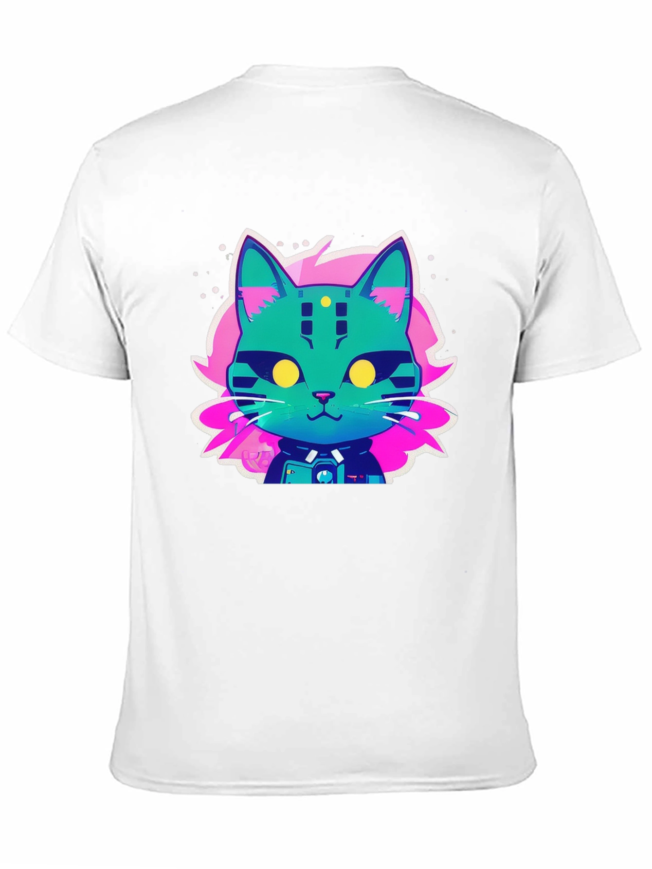 Cyberpunk Cat Graphic T-Shirt - Black Cotton Tee
