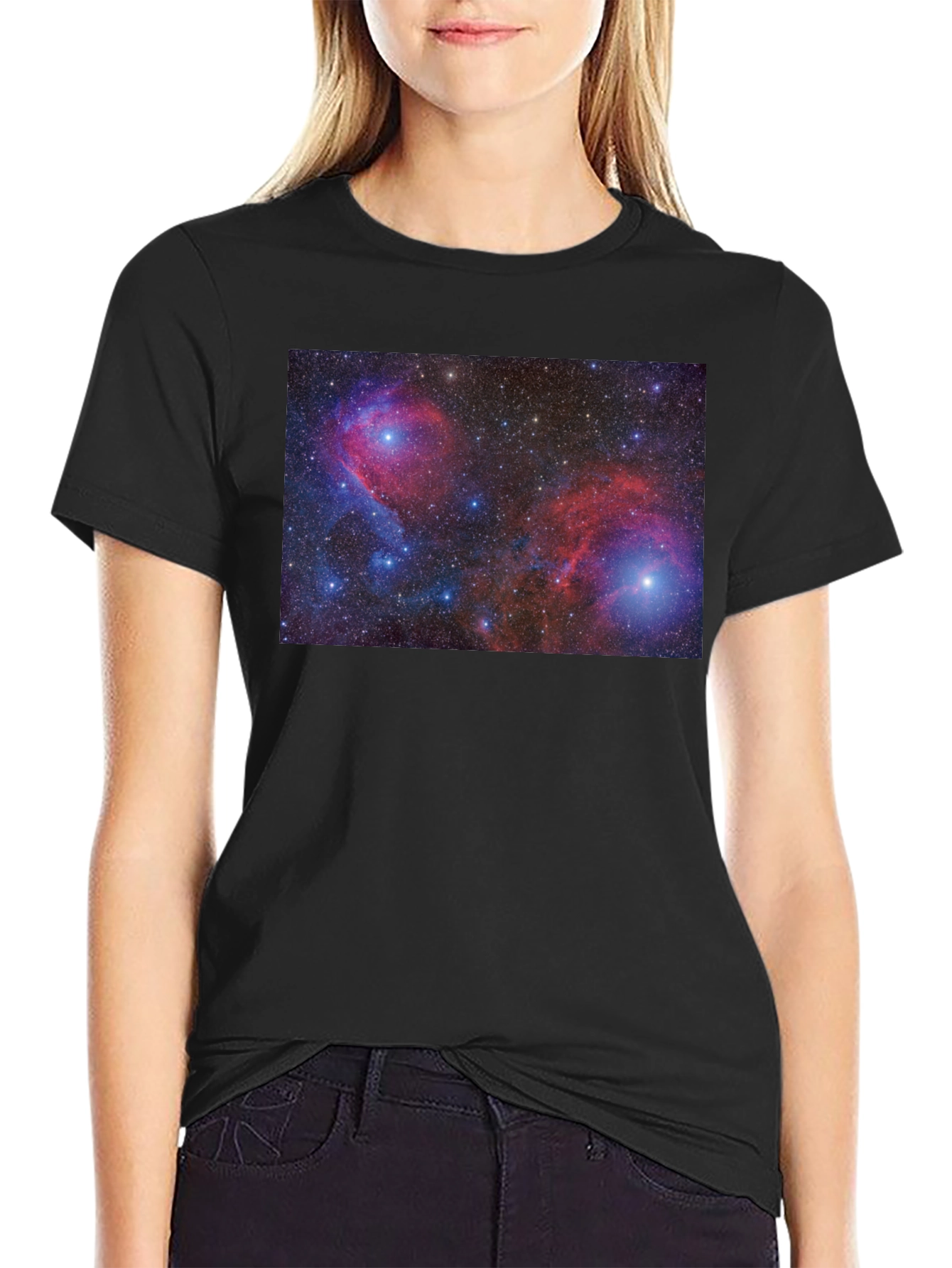 Nebula Print Black Cotton T-Shirt