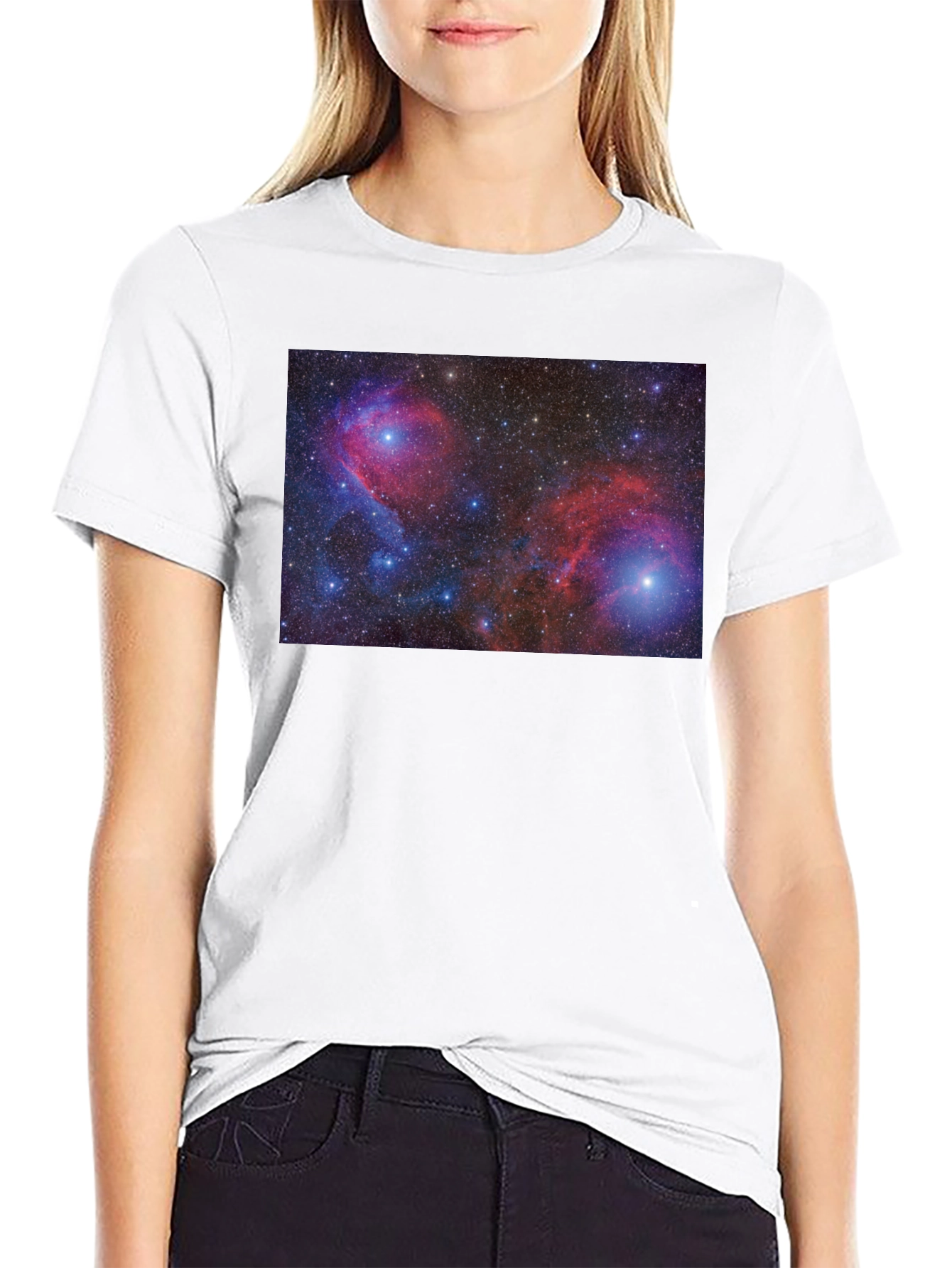 Nebula Print Black Cotton T-Shirt