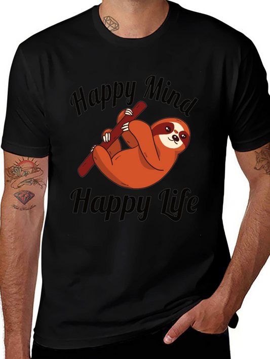 Happy Sloth Graphic Tee - Mind Life Relaxed Fit