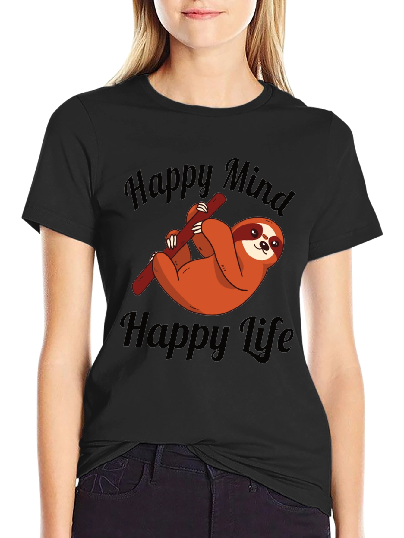 Happy Sloth Graphic Tee - Mind Life Relaxed Fit