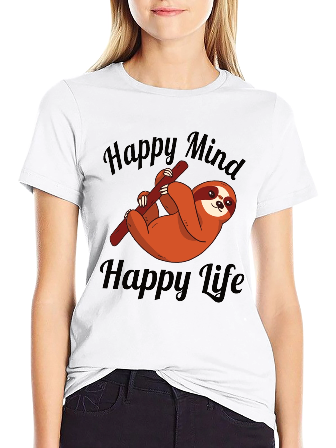 Happy Sloth Graphic Tee - Mind Life Relaxed Fit