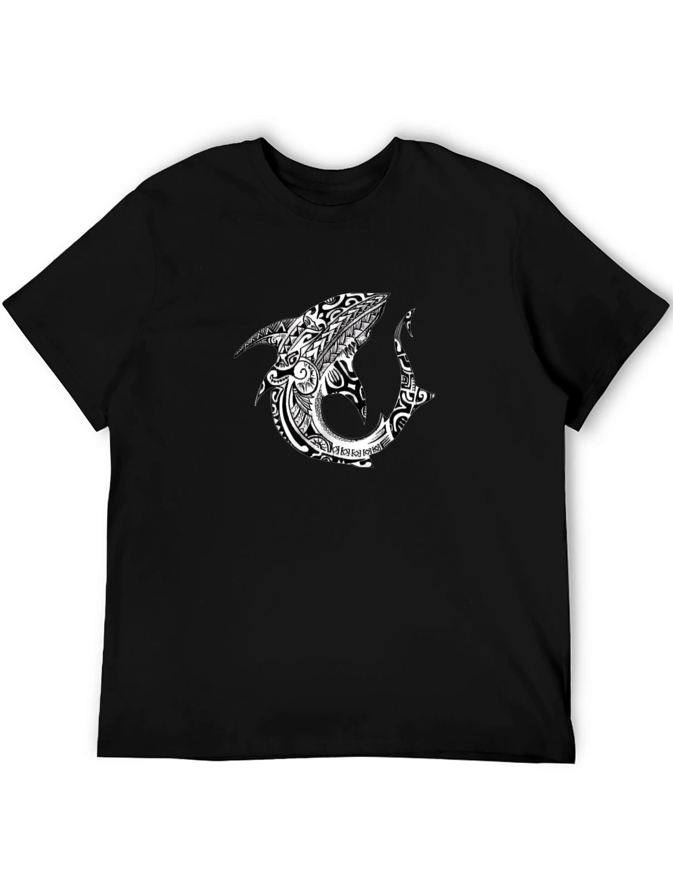 Tribal Shark Black Graphic Tee