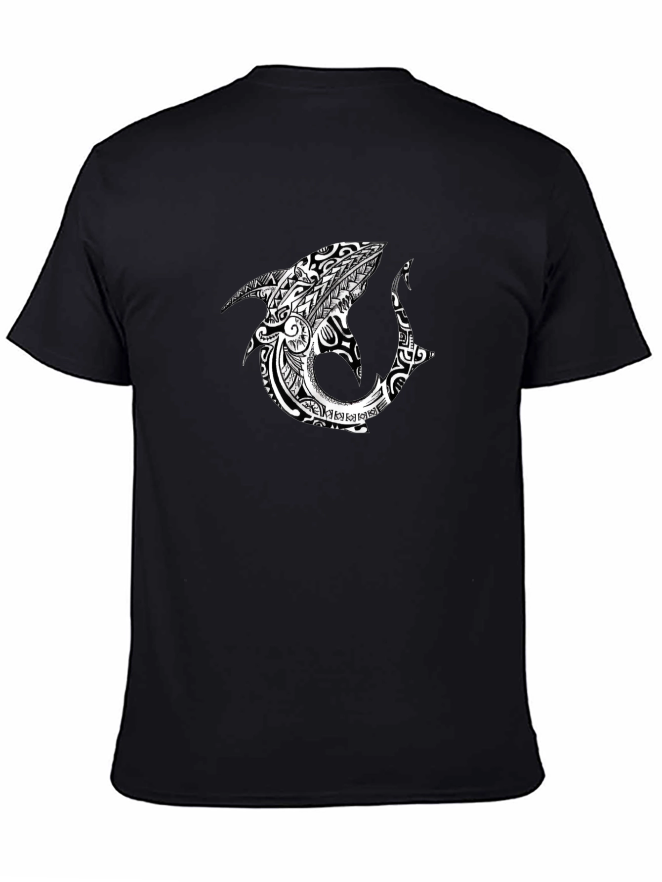 Tribal Shark Black Graphic Tee