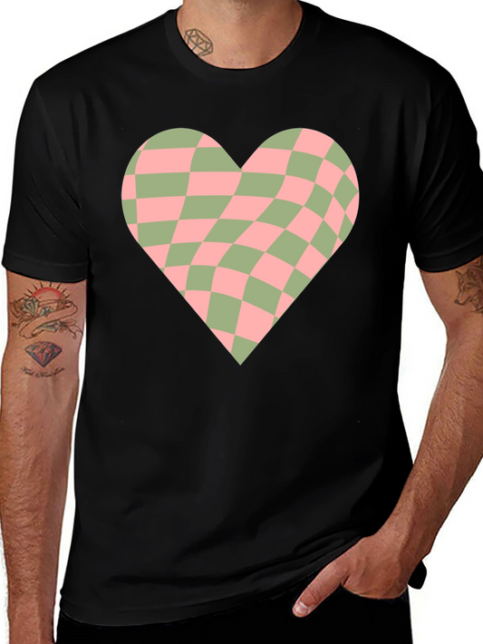 Retro Checkerboard Heart Graphic Tee