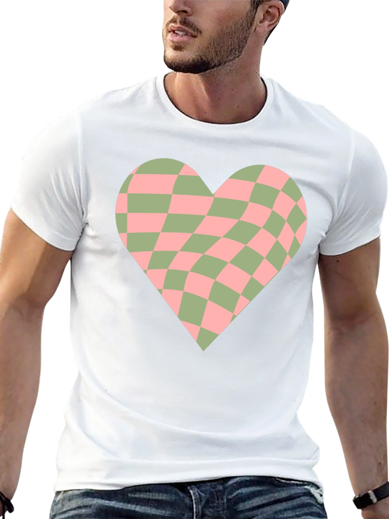 Retro Checkerboard Heart Graphic Tee