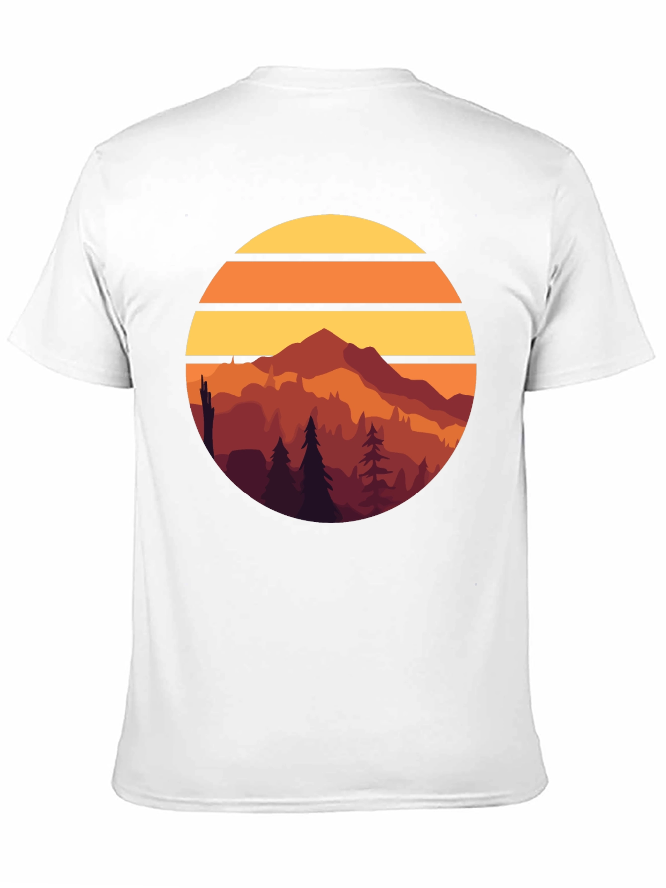 Retro Mountain Sunset Graphic Tee - Black Cotton T-Shirt