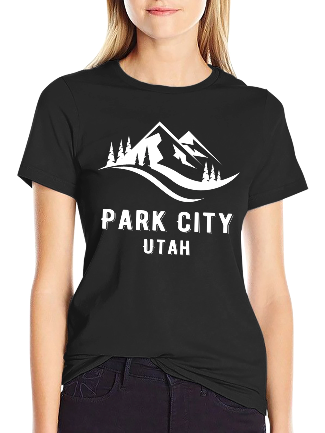 Park City Utah Black T-Shirt with Mountain Design
