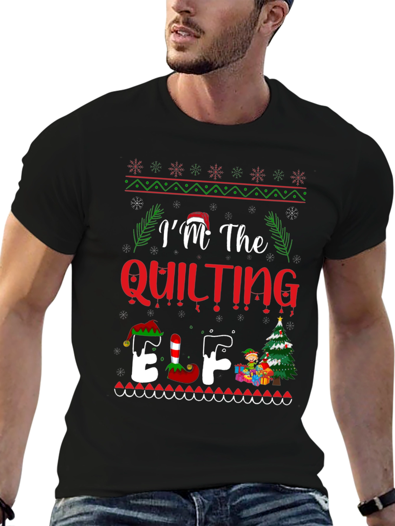 Quilting Elf Christmas T-Shirt