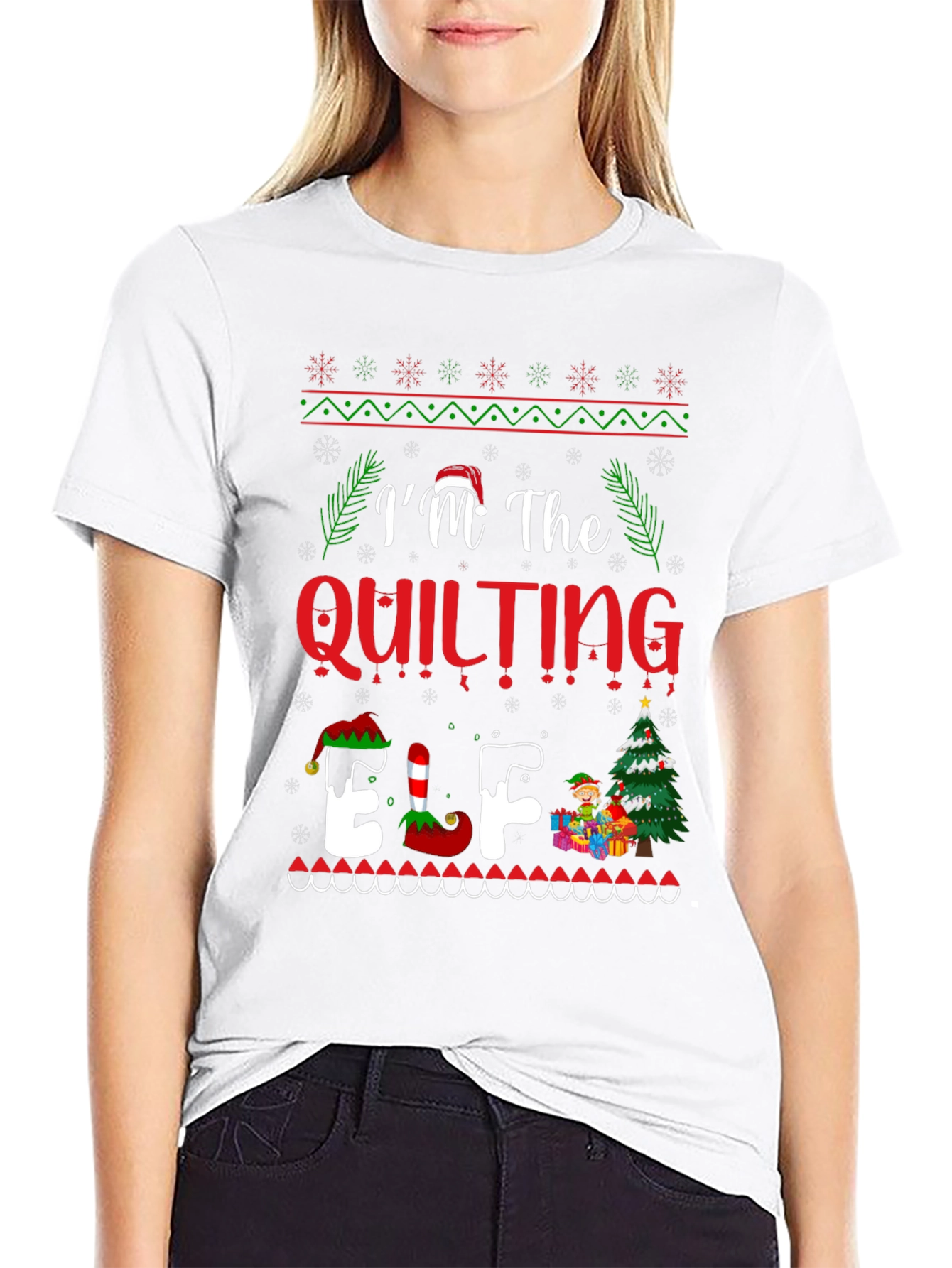 Quilting Elf Christmas T-Shirt