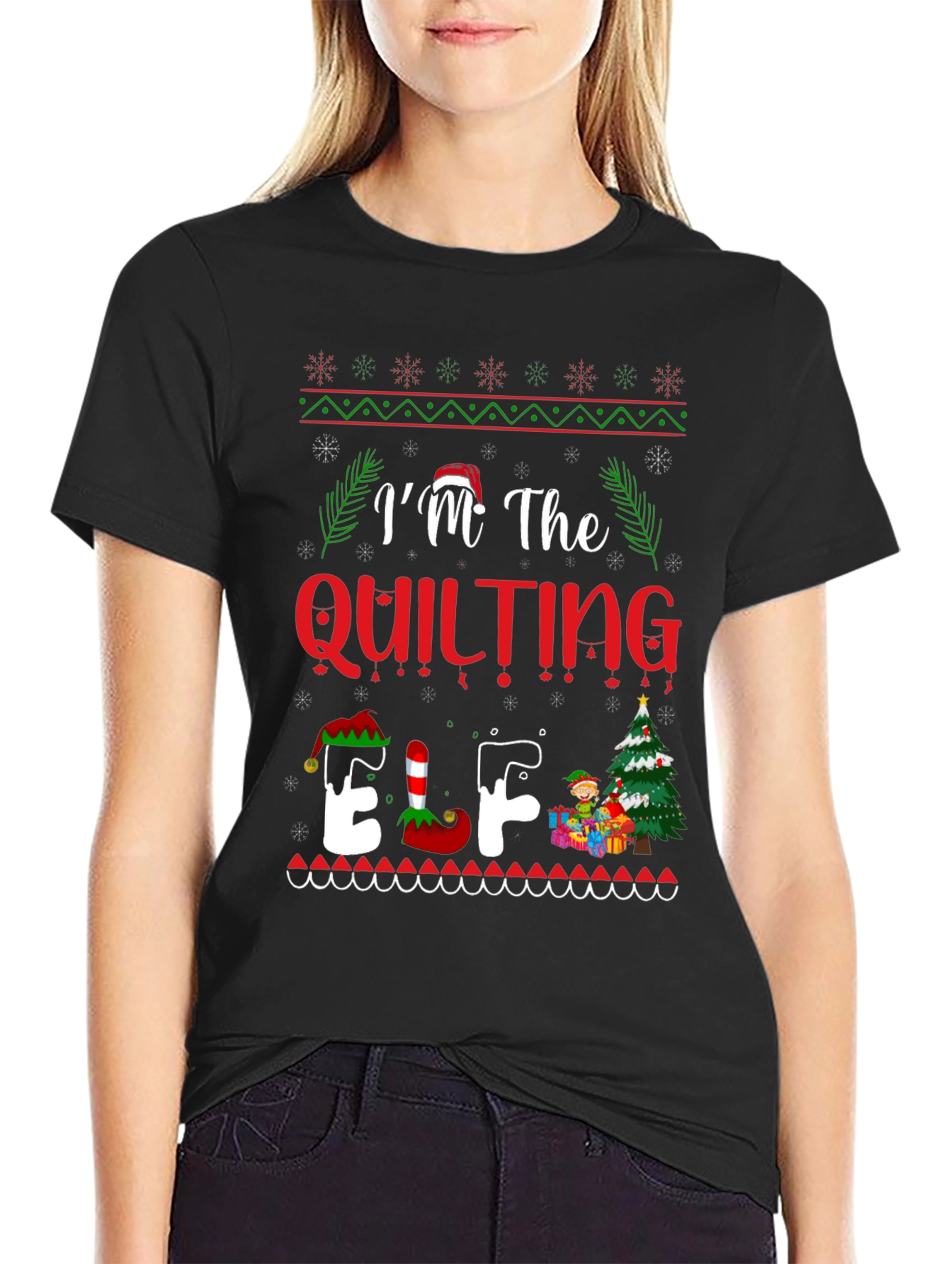 Quilting Elf Christmas T-Shirt