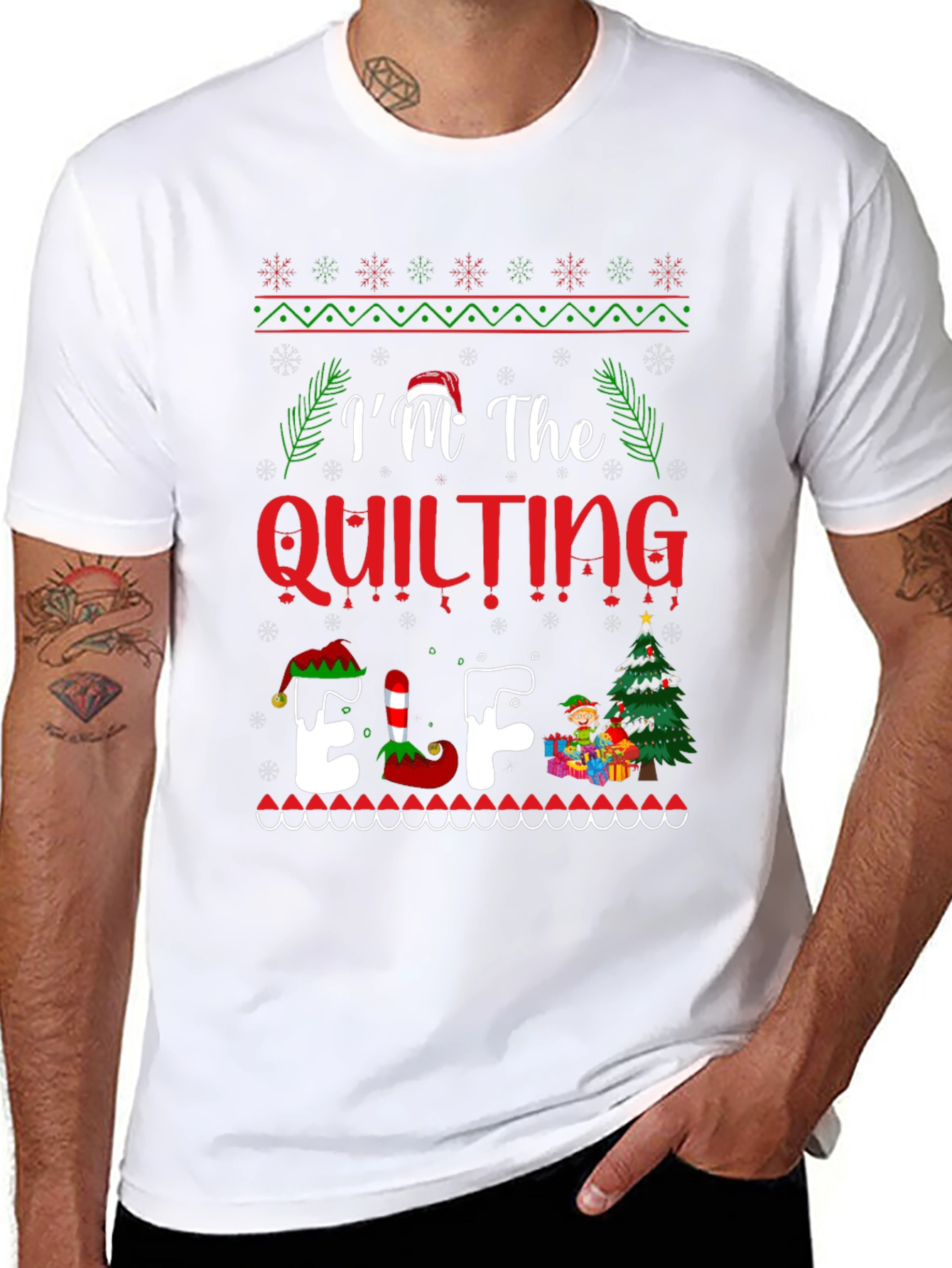 Quilting Elf Christmas T-Shirt