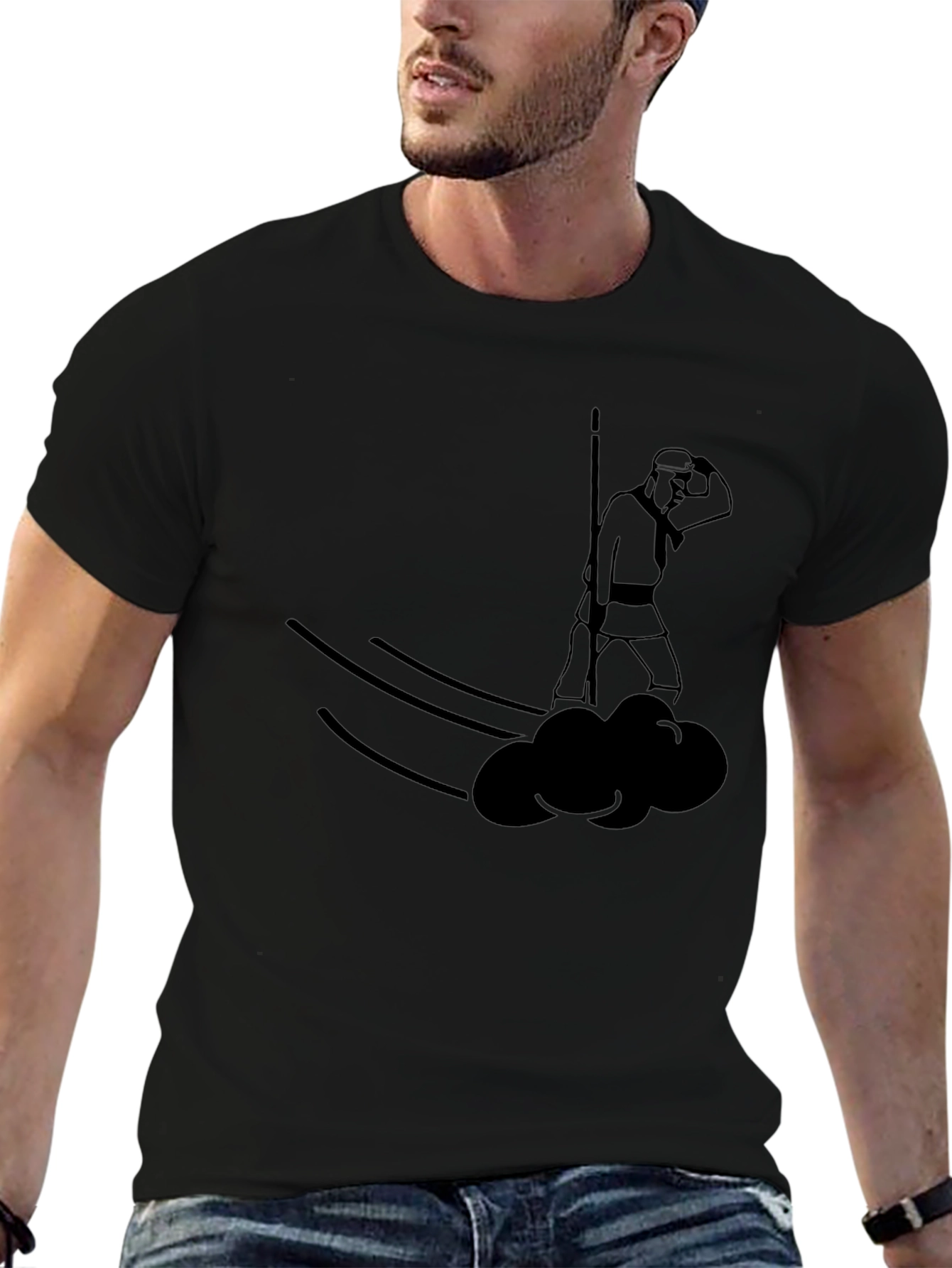 Stylized Warrior Cloud T-Shirt - Black