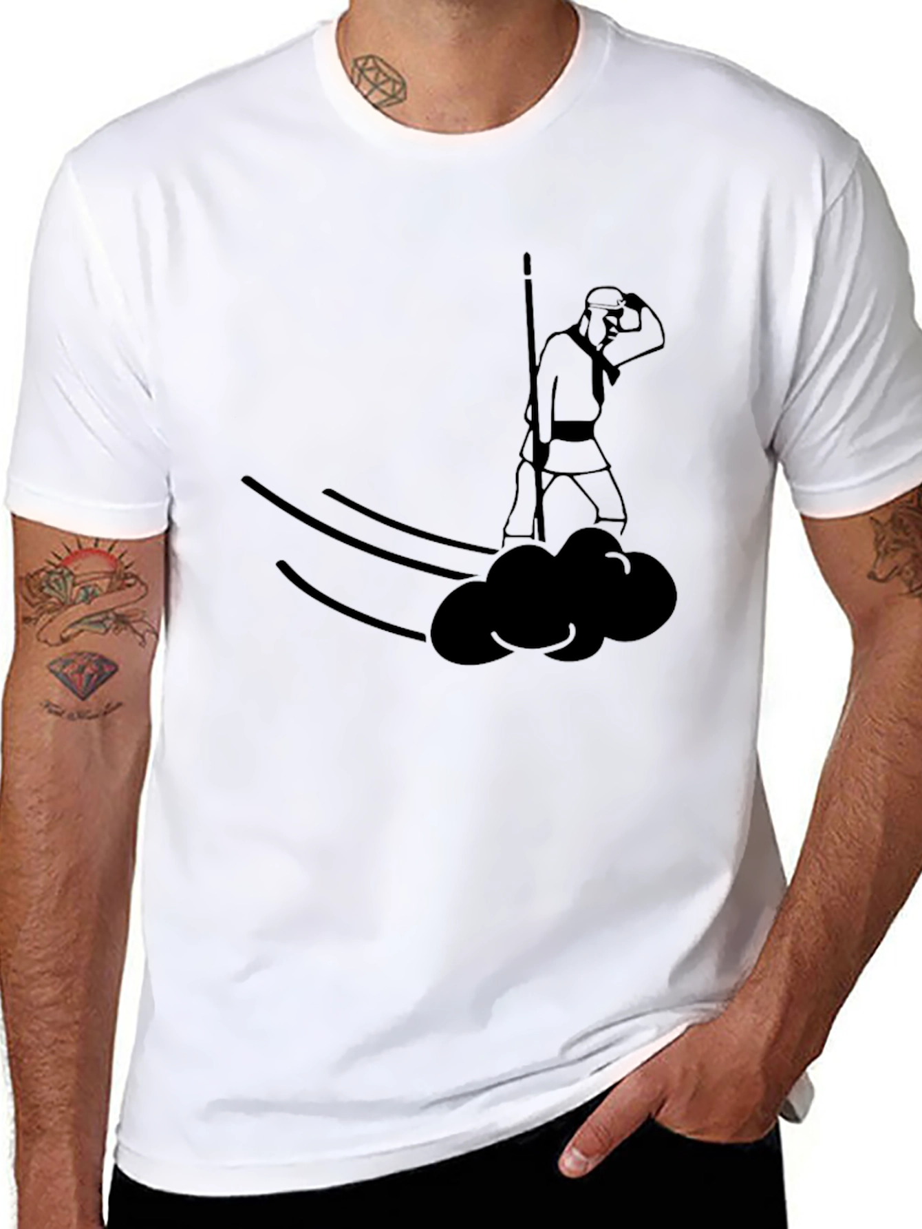 Stylized Warrior Cloud T-Shirt - Black