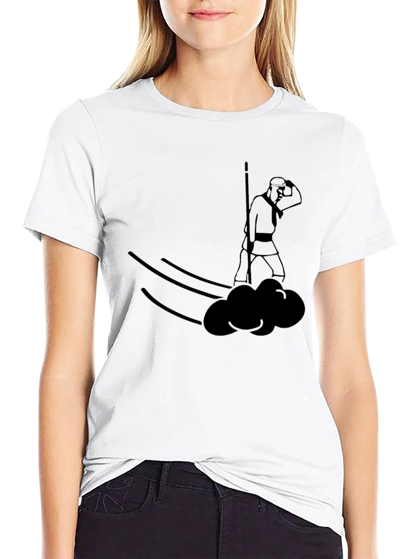 Stylized Warrior Cloud T-Shirt - Black