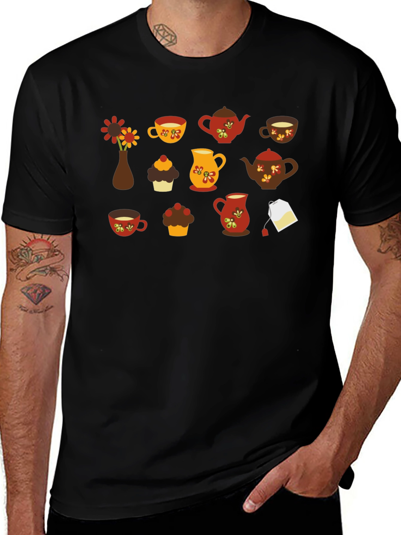 Autumn Tea Party T-Shirt - Black