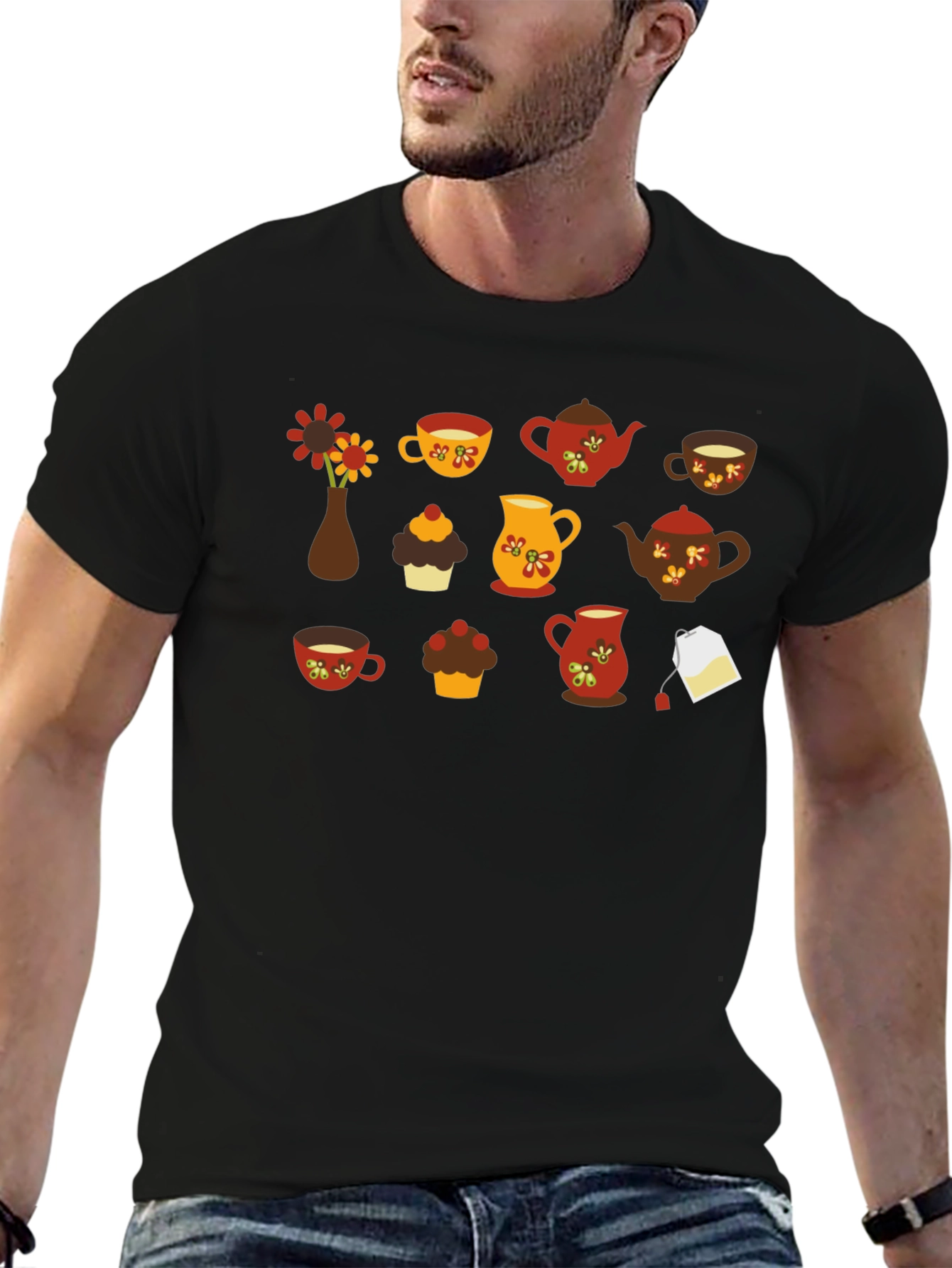 Autumn Tea Party T-Shirt - Black