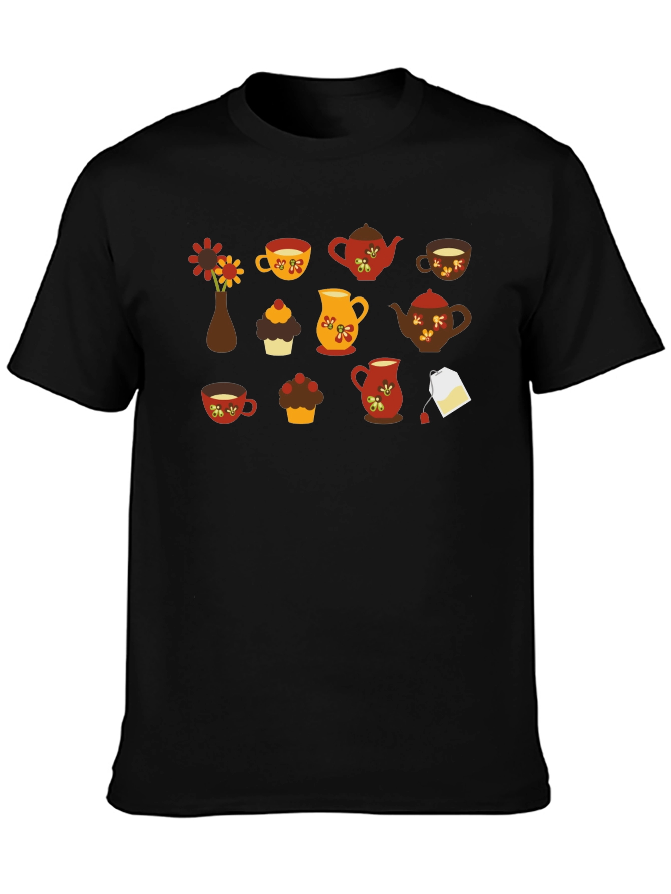 Autumn Tea Party T-Shirt - Black