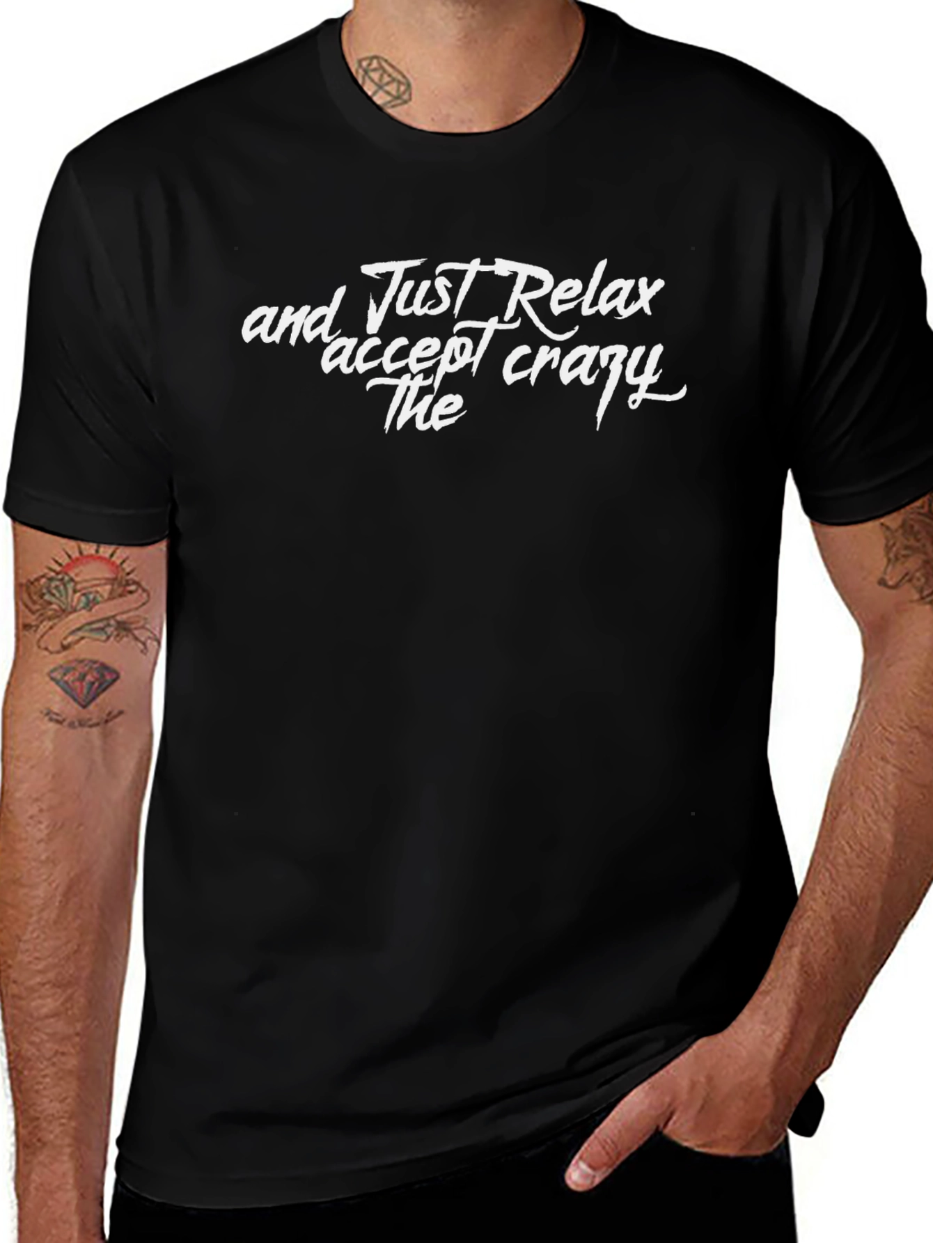 Relax Slogan Black T-Shirt