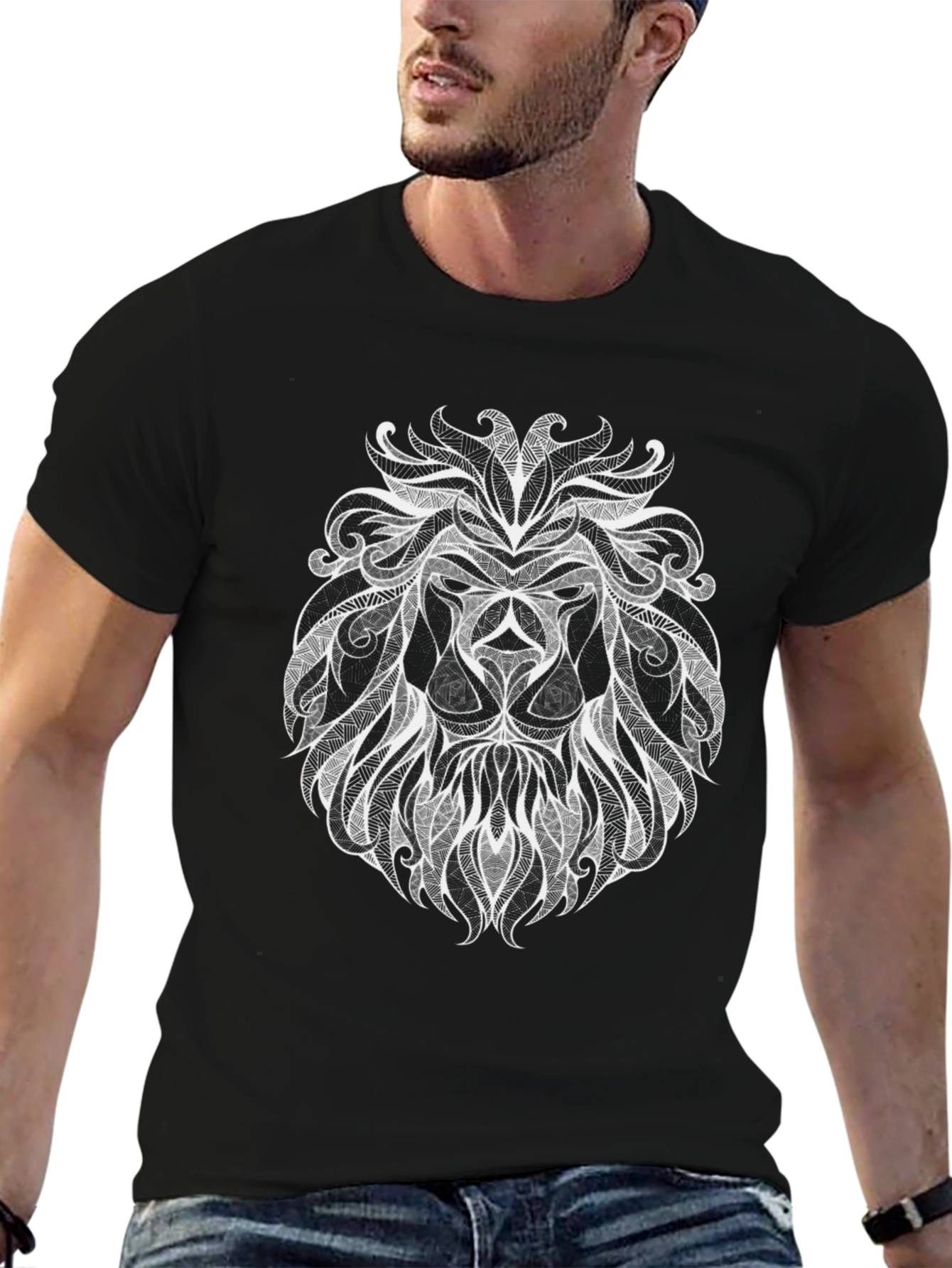 Lion Graphic Black T-Shirt - Unique Design