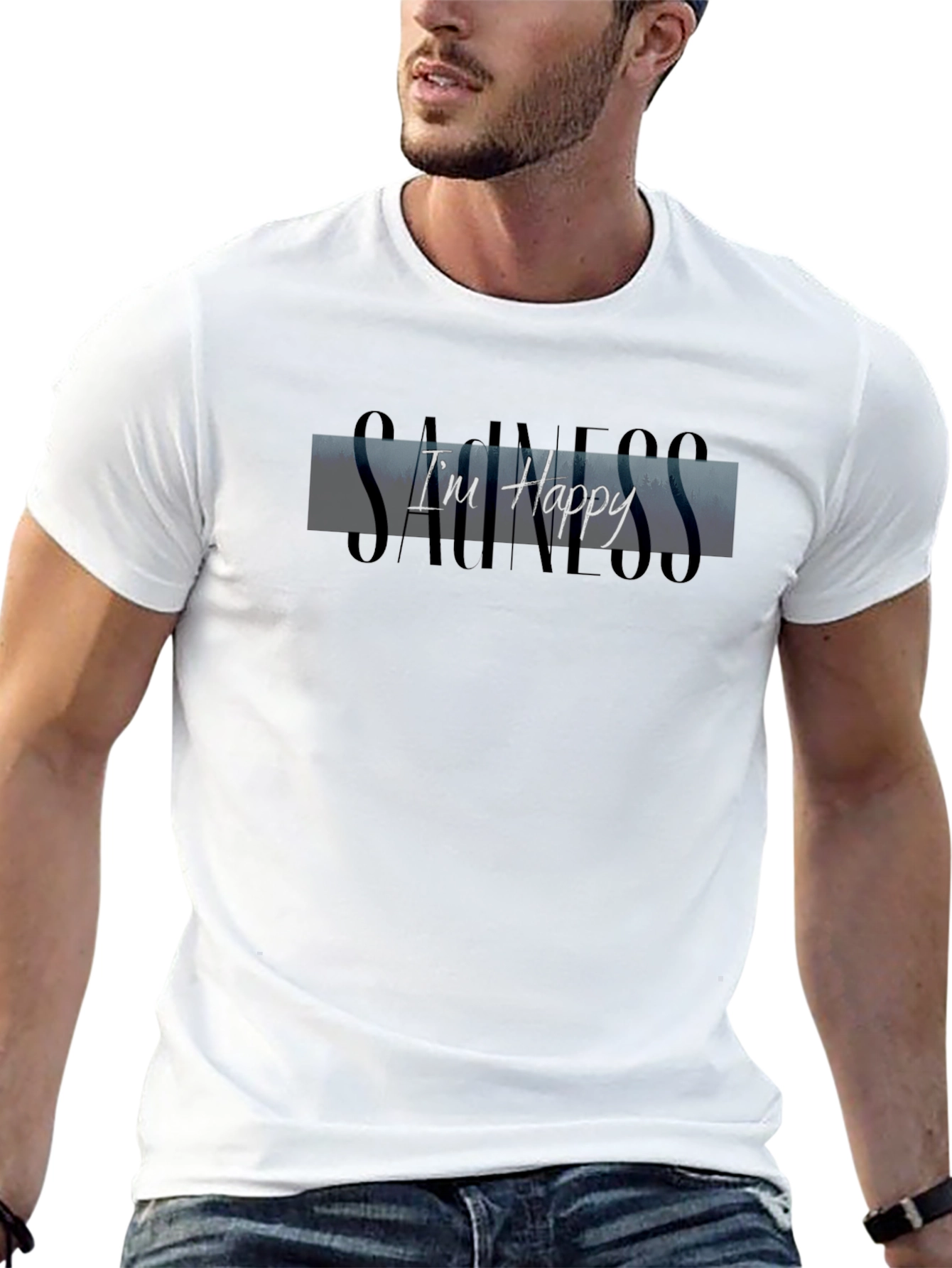 Im Happy T-Shirt - Black Graphic Tee