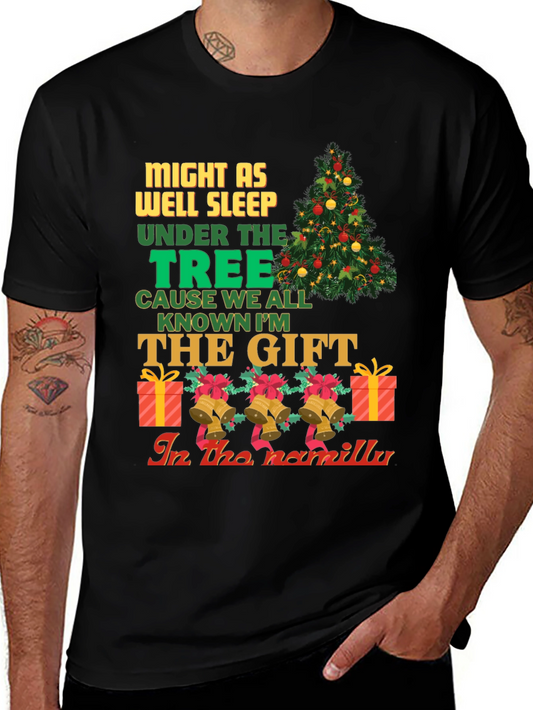 Funny Christmas T-Shirt - Might As Well Sleep Under the Tree