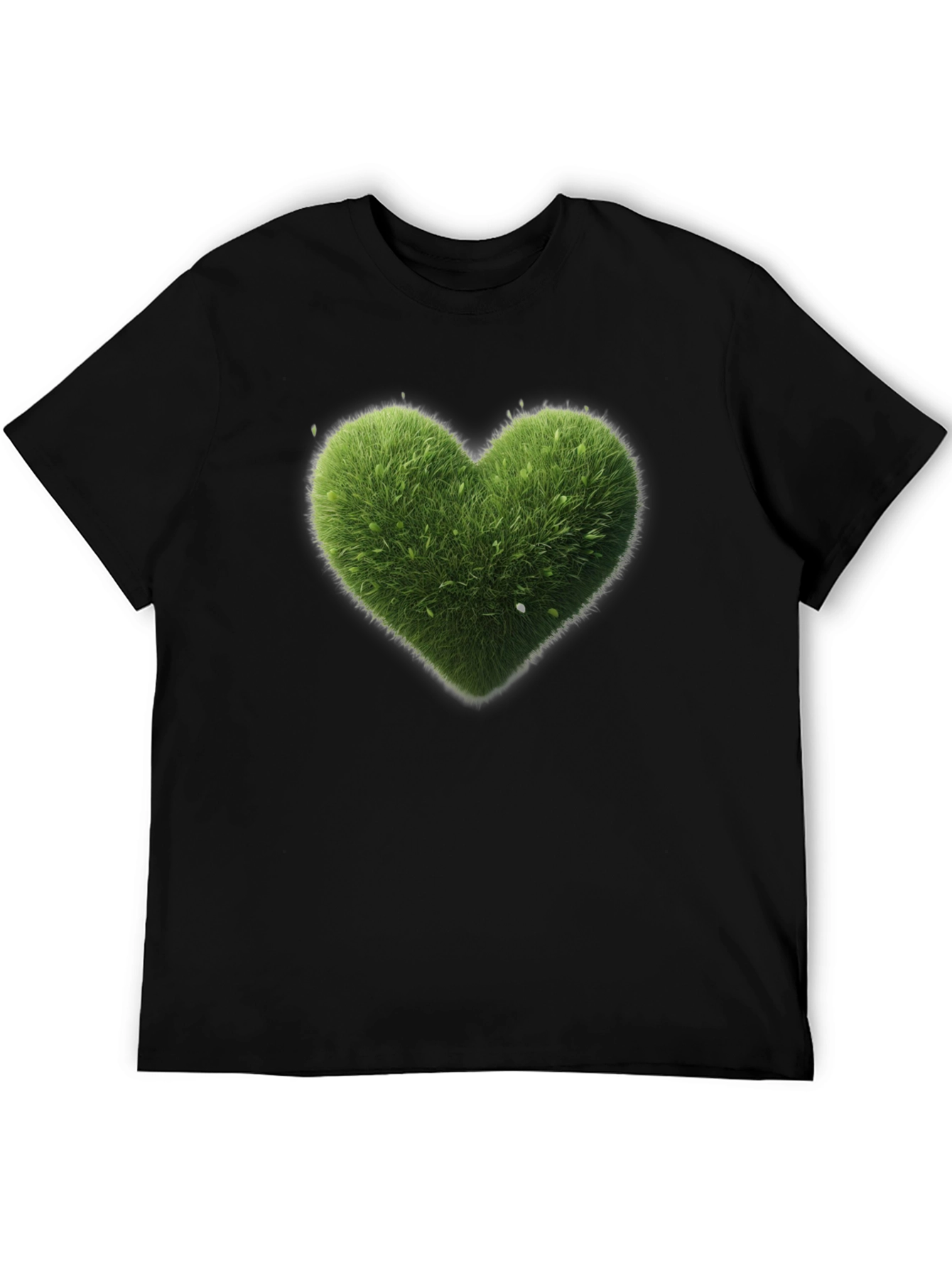 Green Heart Graphic Tee - Black Cotton T-Shirt