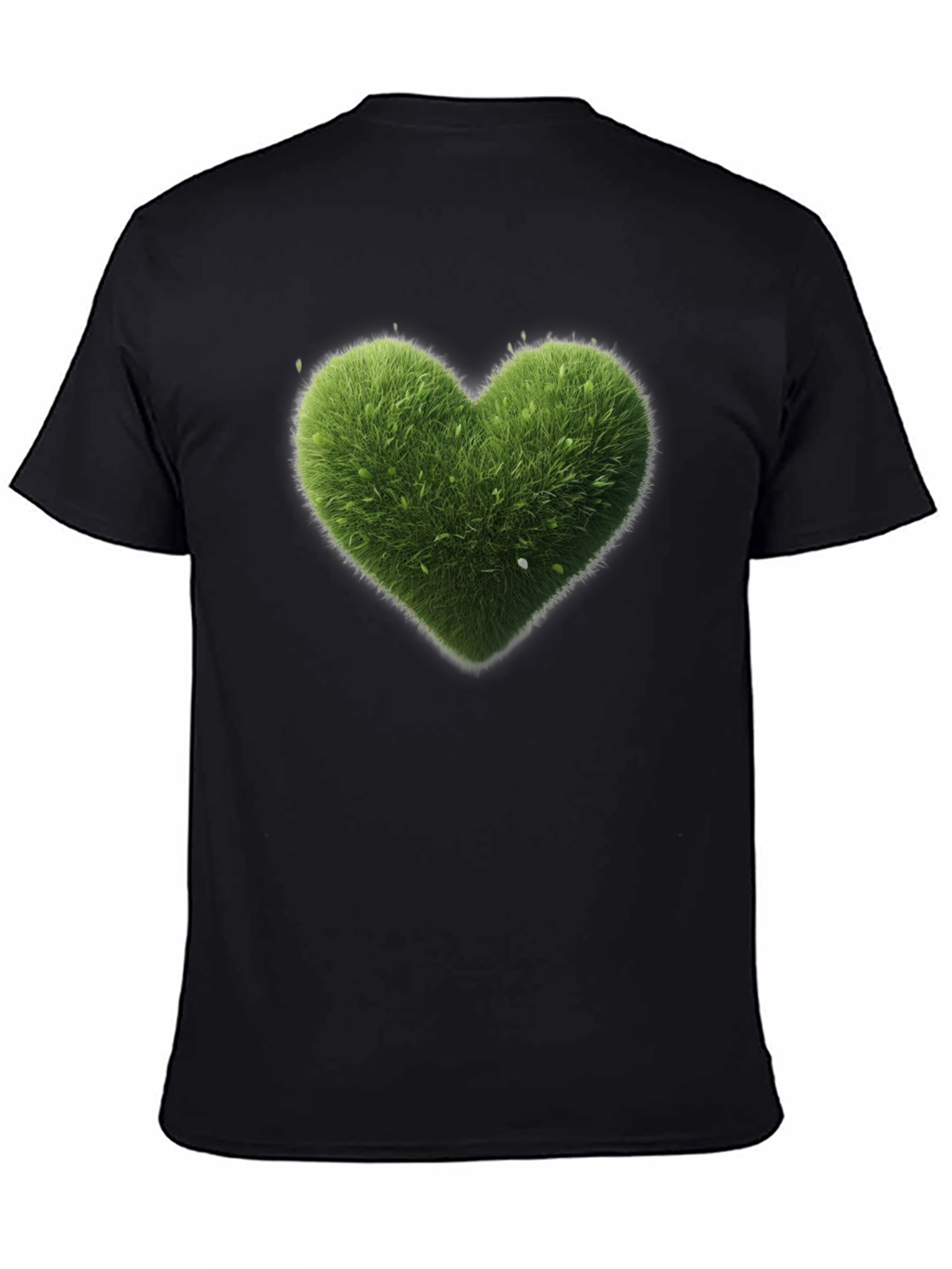 Green Heart Graphic Tee - Black Cotton T-Shirt