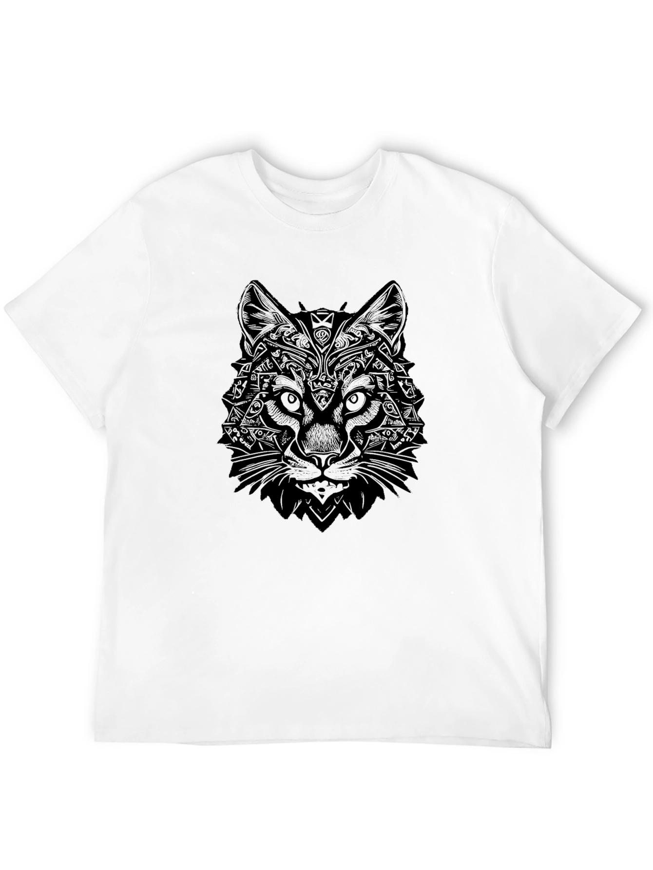 Geometric Wolf Graphic Tee - Black