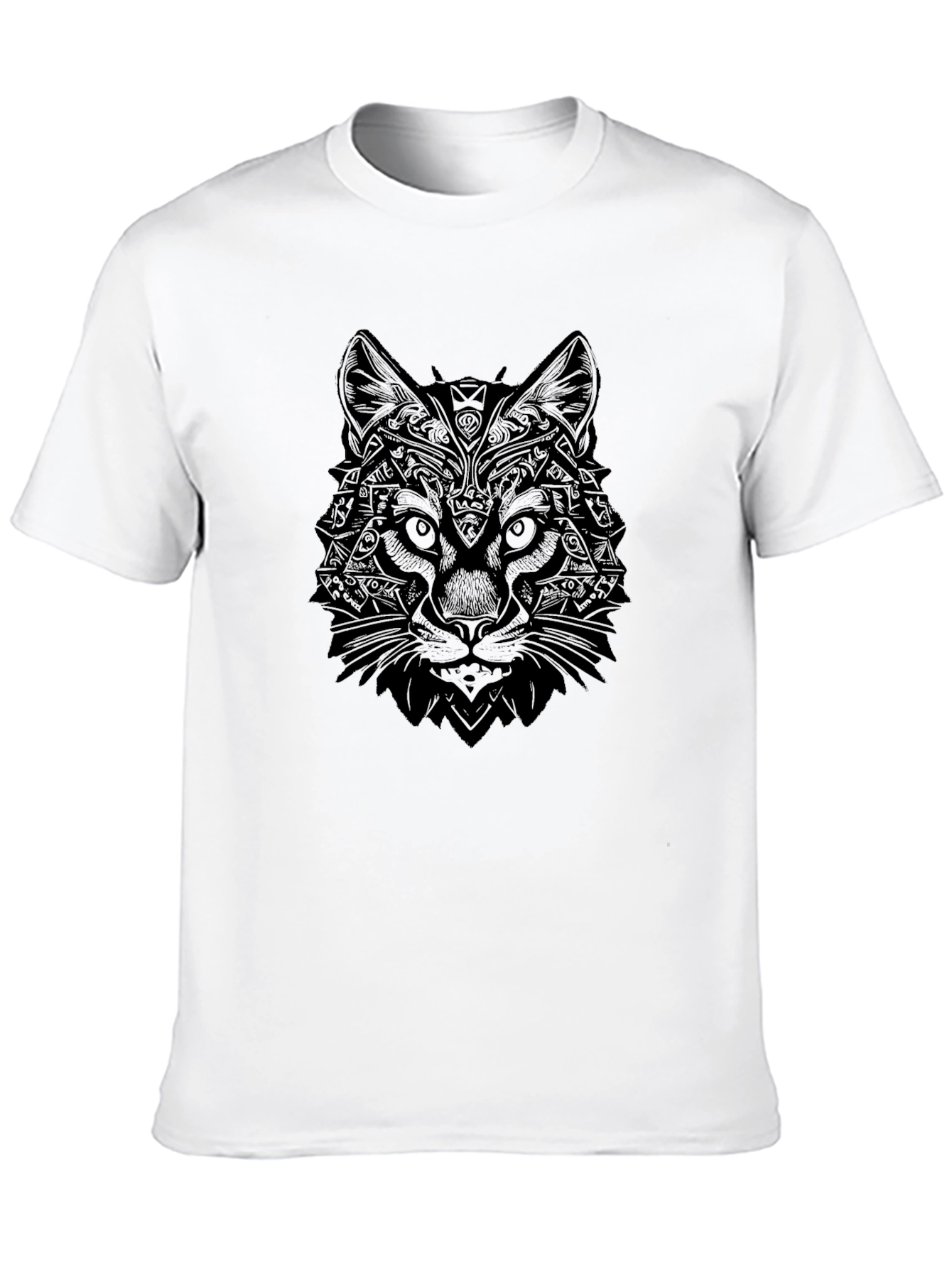 Geometric Wolf Graphic Tee - Black