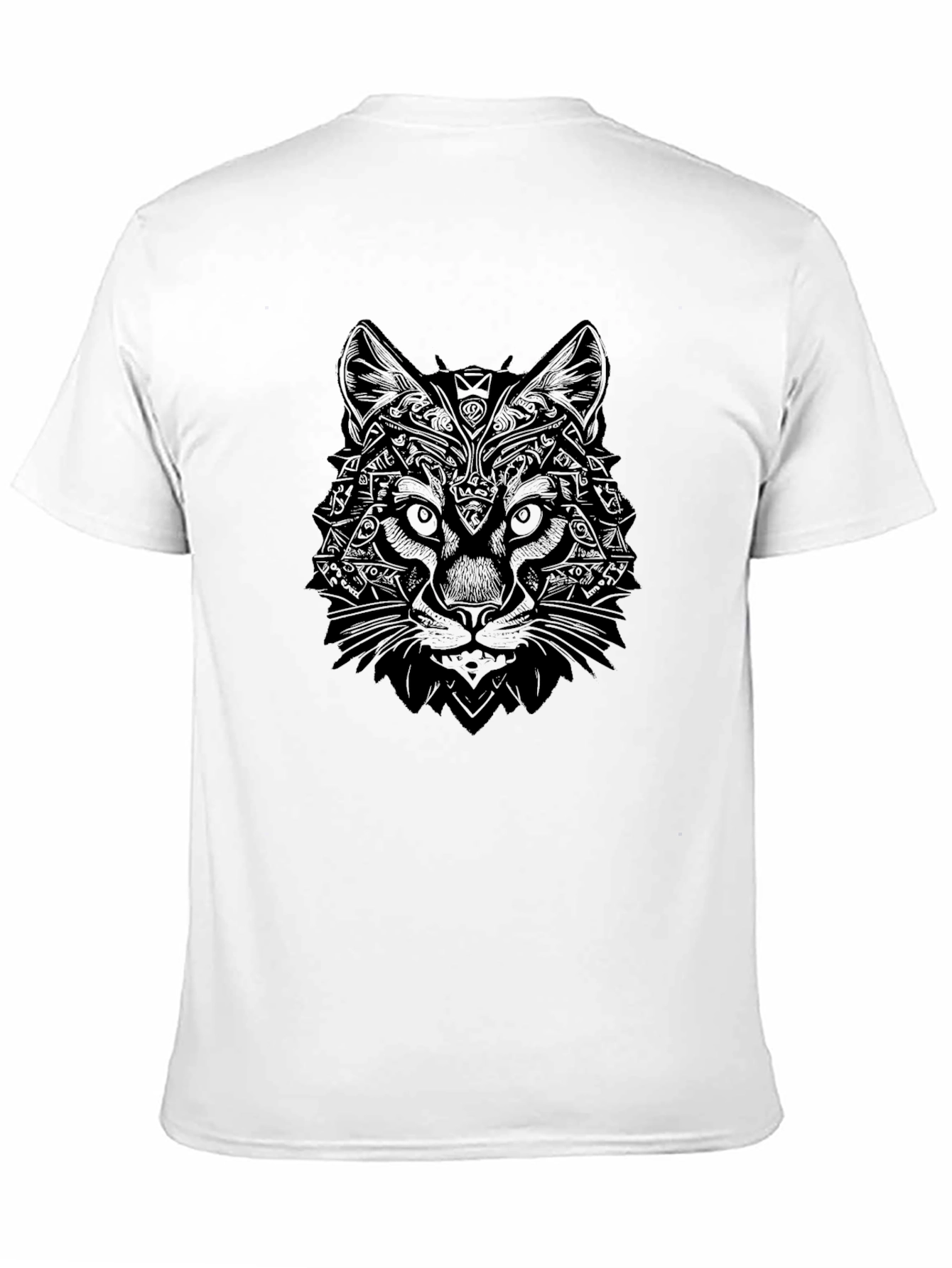 Geometric Wolf Graphic Tee - Black
