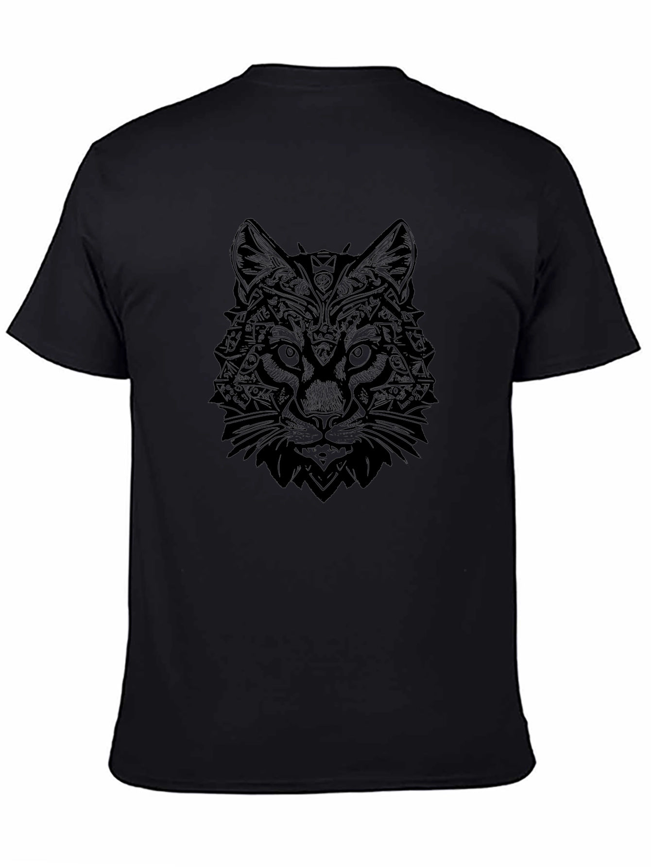 Geometric Wolf Graphic Tee - Black