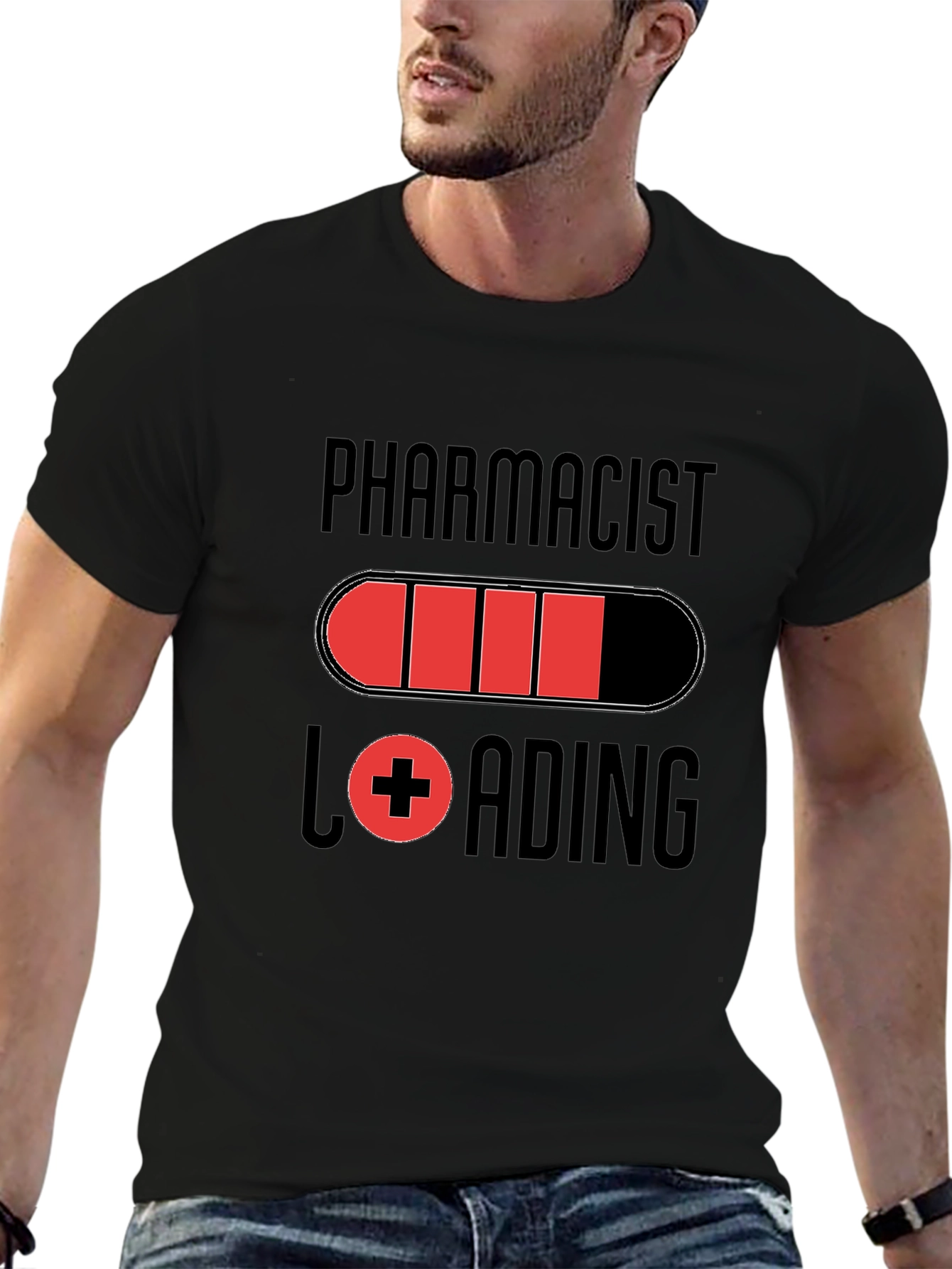 Pharmacist Loading Graphic T-Shirt - Black Cotton Tee