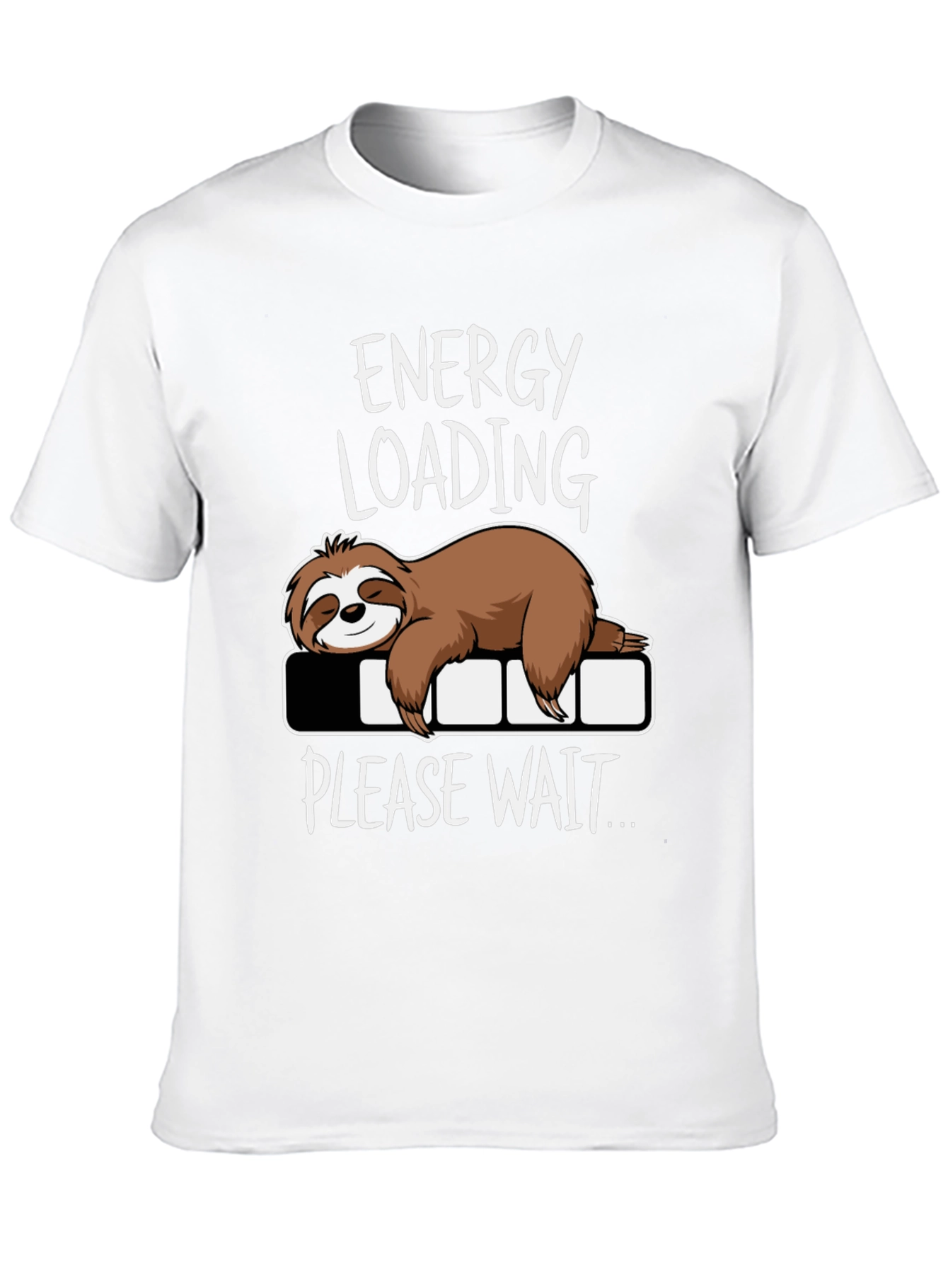 Energy Loading Sloth Graphic Tee - Funny Casual Shirt