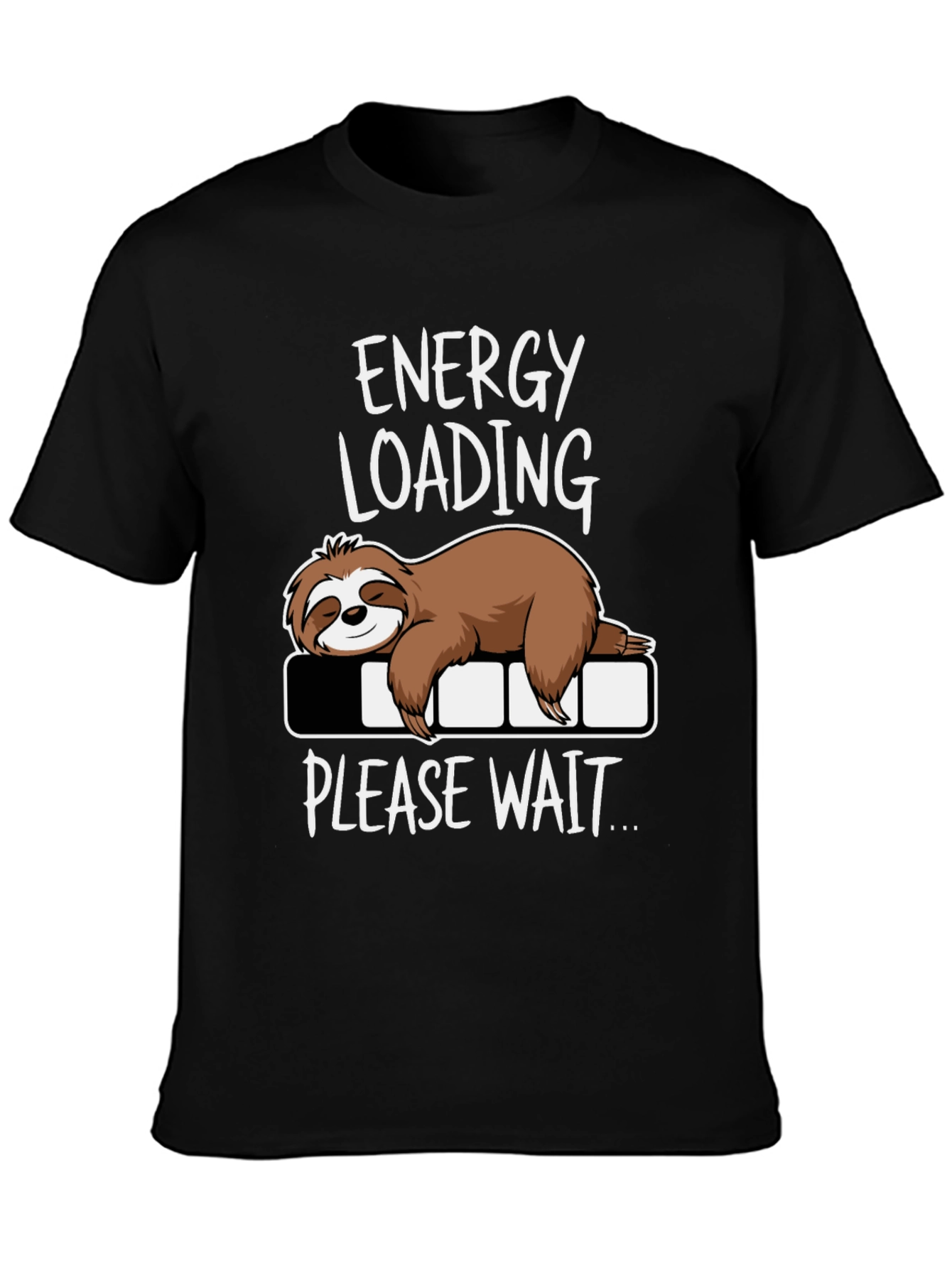 Energy Loading Sloth Graphic Tee - Funny Casual Shirt