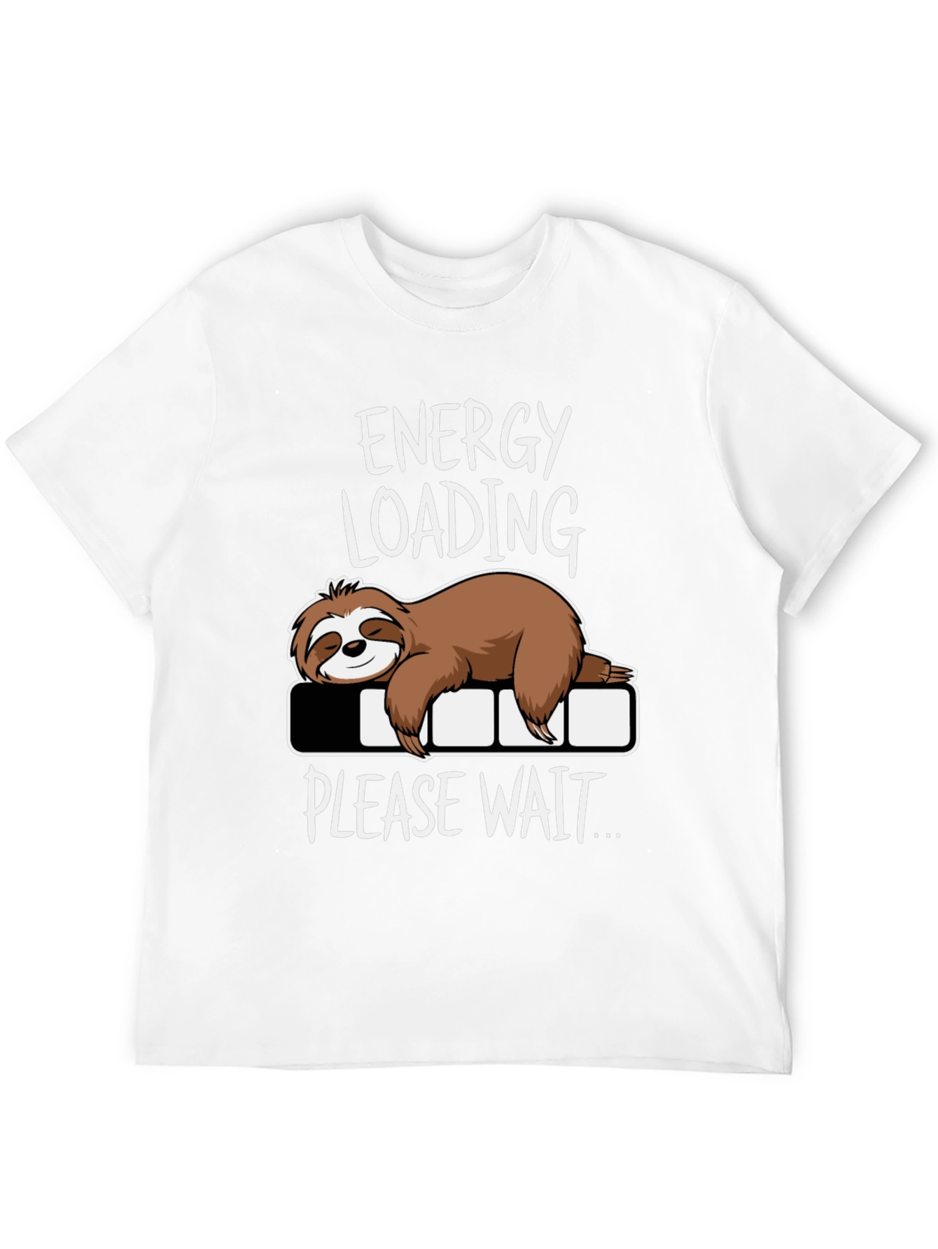 Energy Loading Sloth Graphic Tee - Funny Casual Shirt