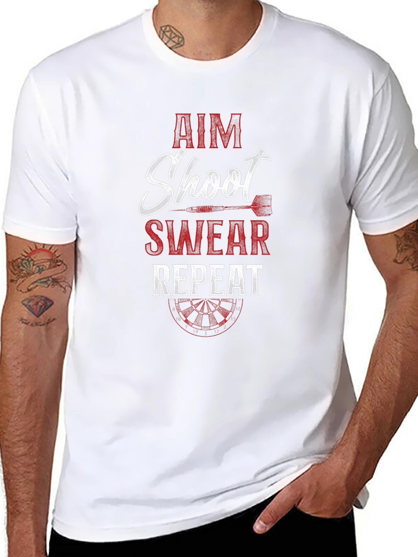 Aim Shoot Swear Repeat Dart T-Shirt