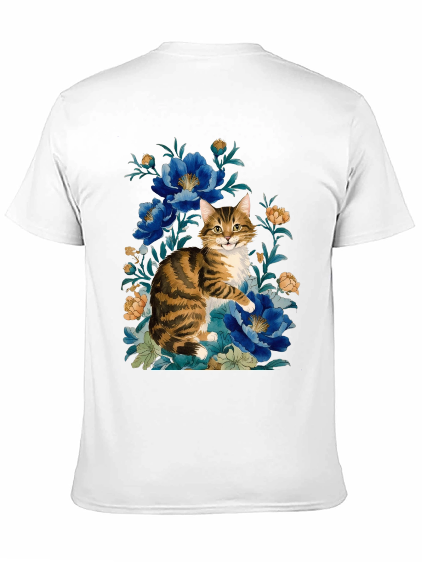 Floral Cat Graphic Tee - Soft Cotton Blend