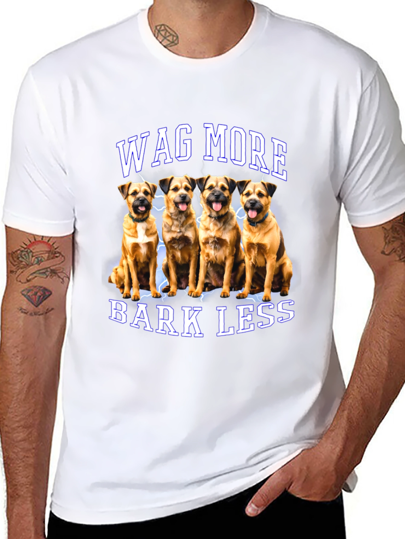 Wag More Bark Less Dog Graphic T-Shirt