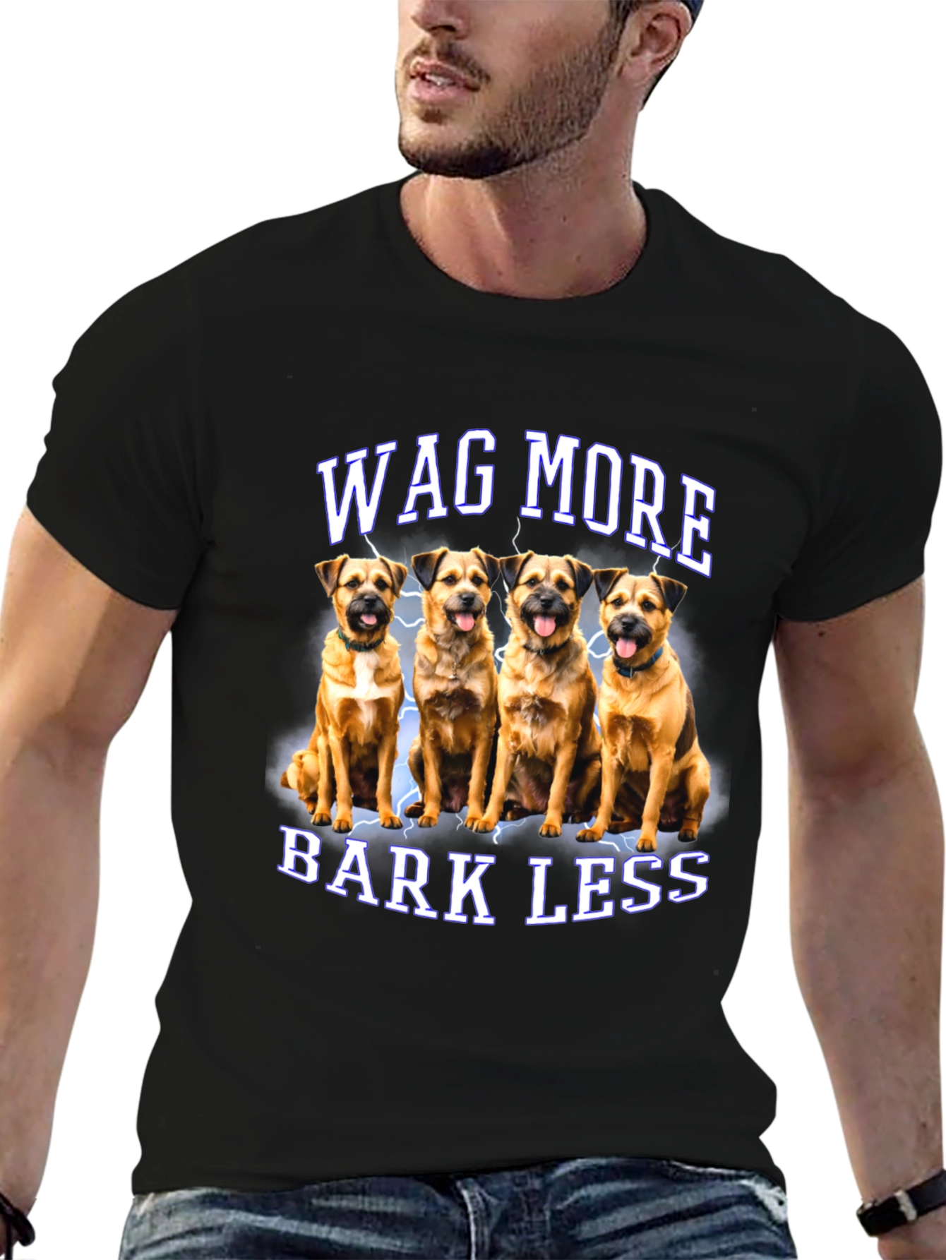 Wag More Bark Less Dog Graphic T-Shirt