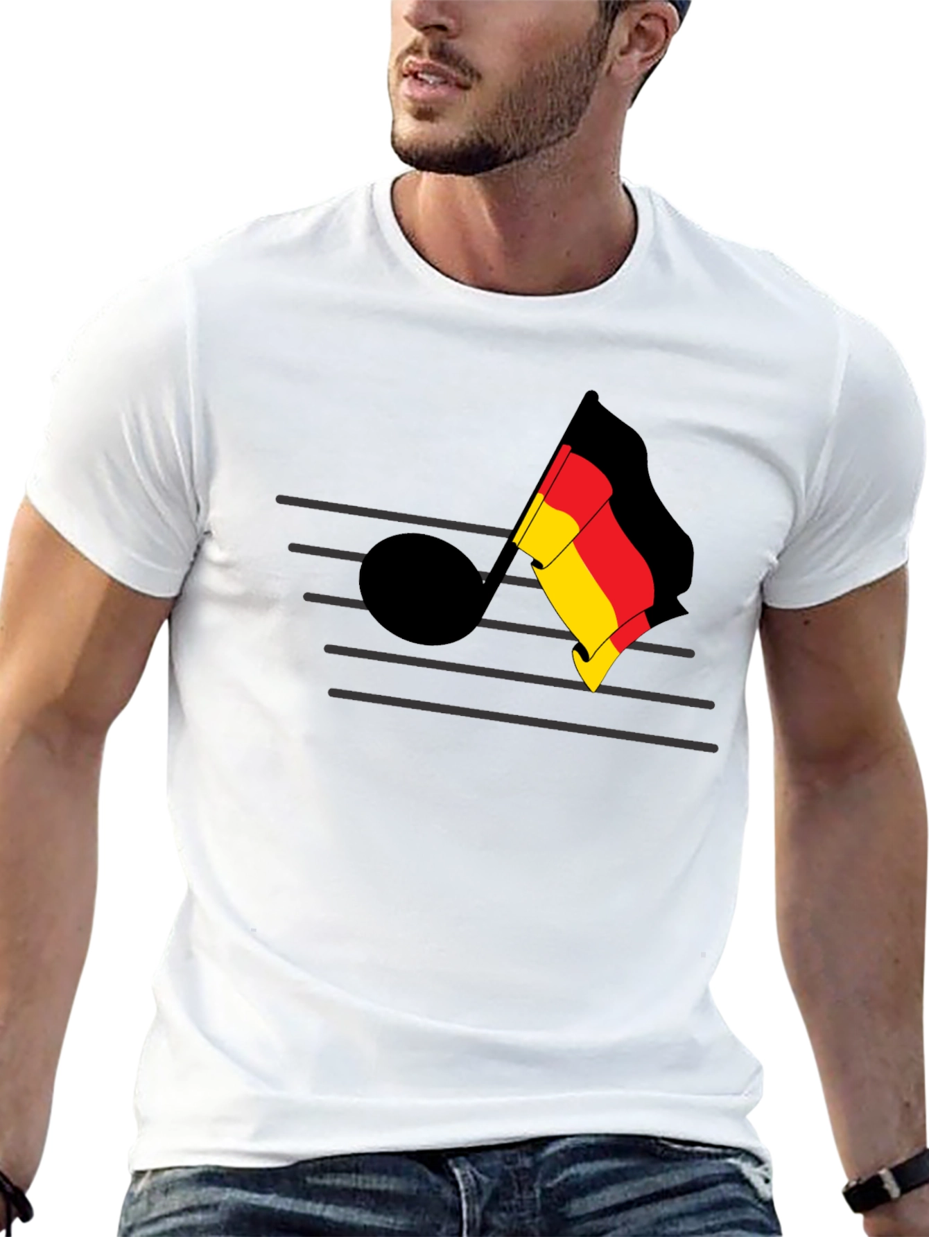 German Music Note Tee - Black Cotton T-Shirt