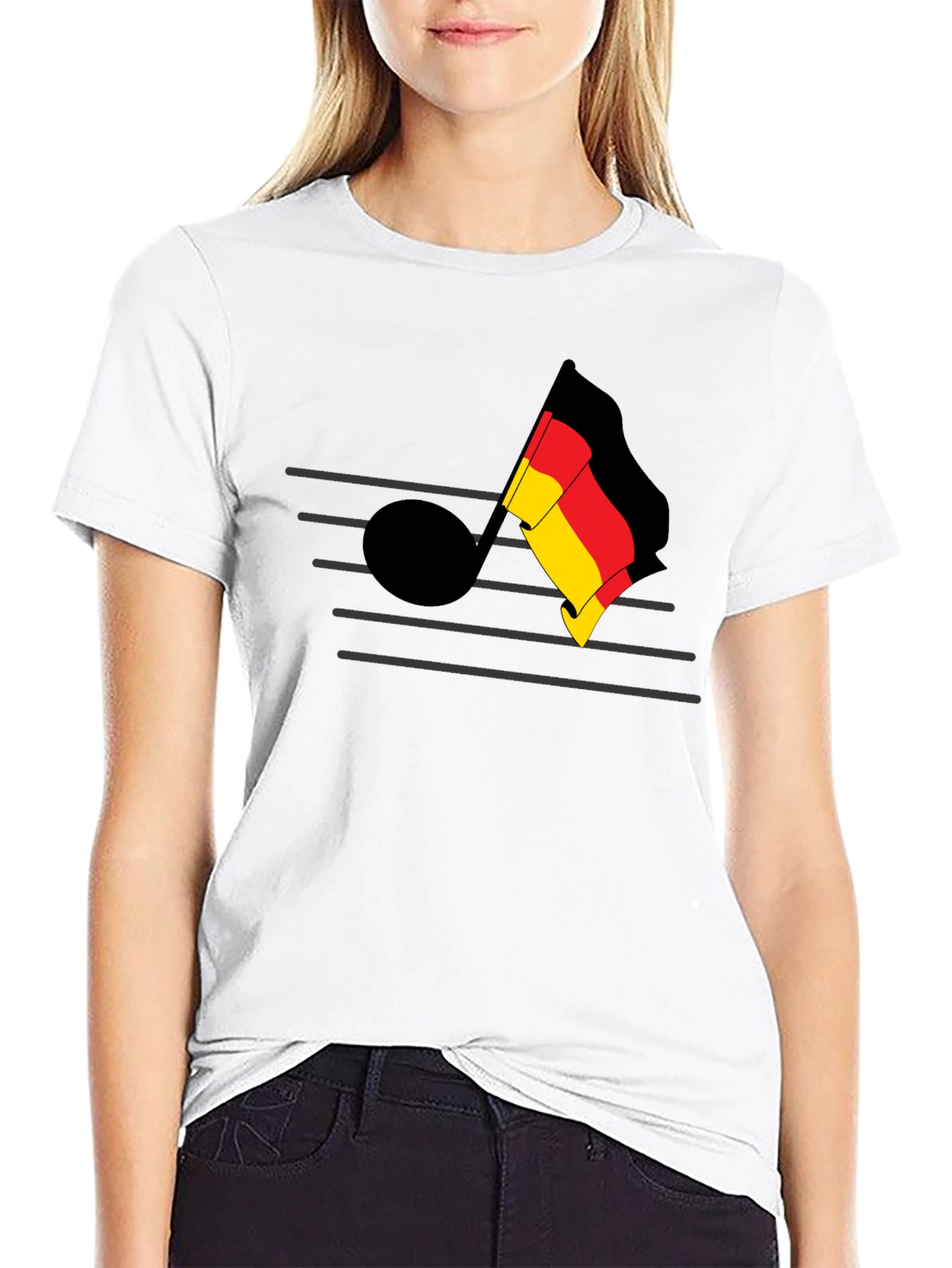 German Music Note Tee - Black Cotton T-Shirt