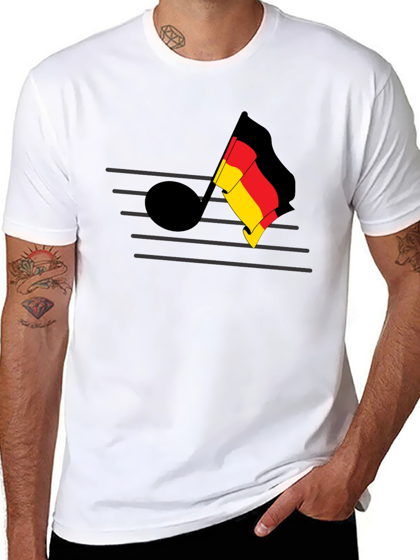 German Music Note Tee - Black Cotton T-Shirt