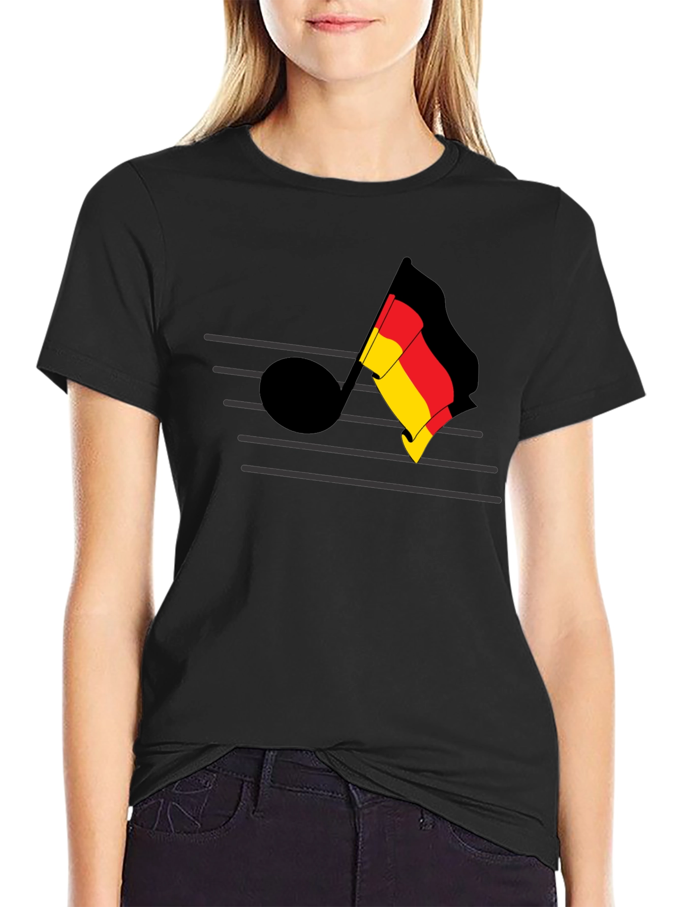 German Music Note Tee - Black Cotton T-Shirt
