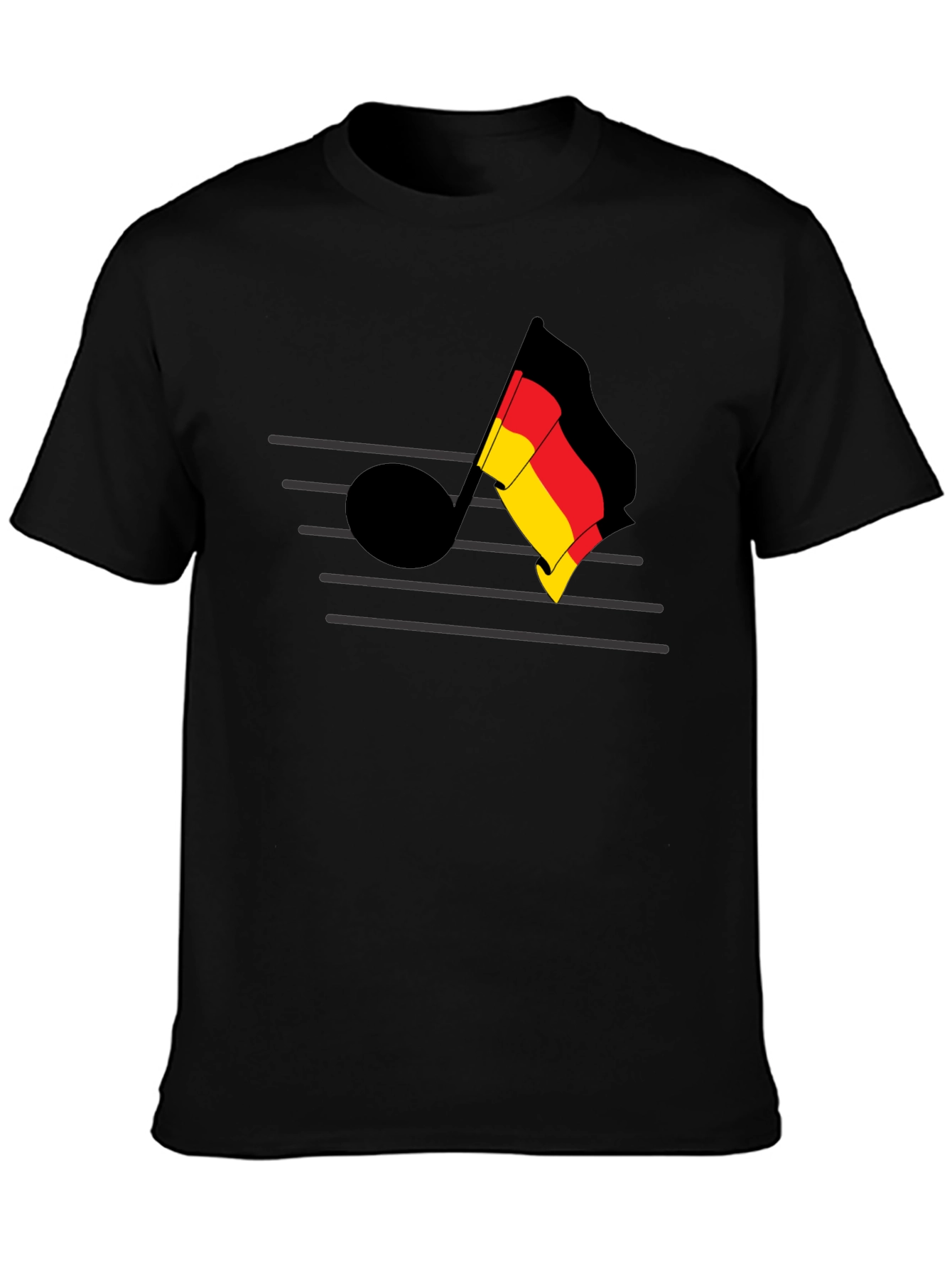 German Music Note Tee - Black Cotton T-Shirt